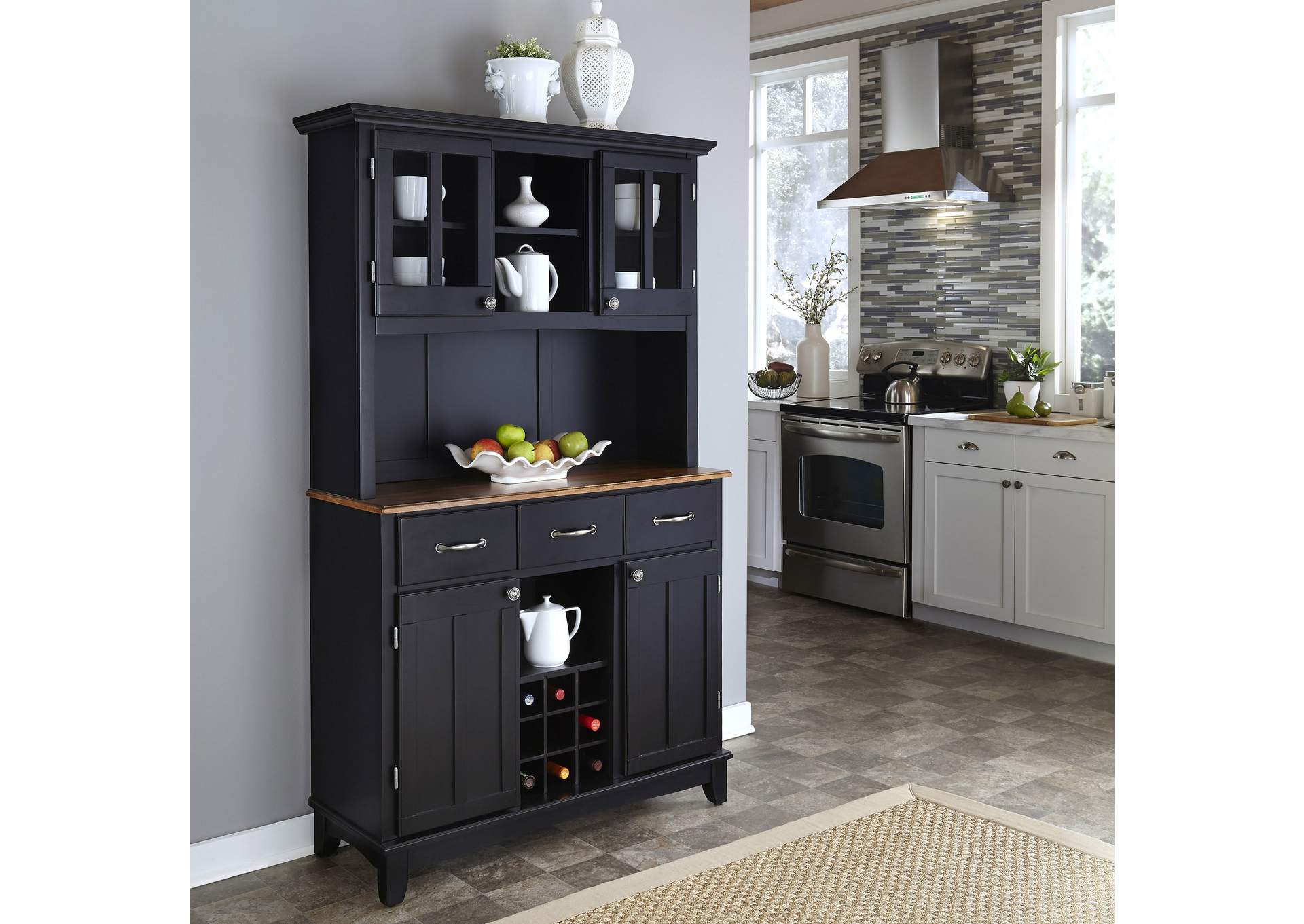 Hampton Black Buffet with Hutch,Homestyles