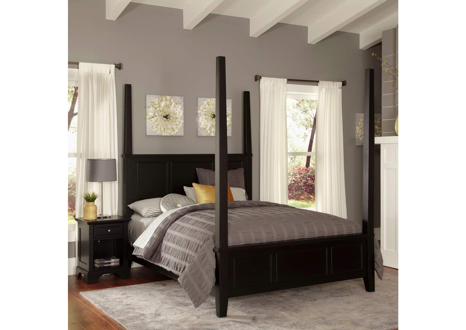 Ashford Black King Poster Bed,Homestyles