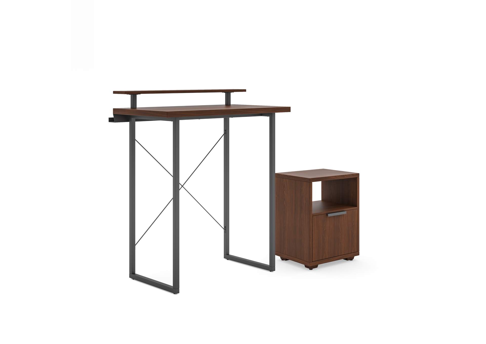 Merge Brown Standing Desk and File Cabinet,Homestyles