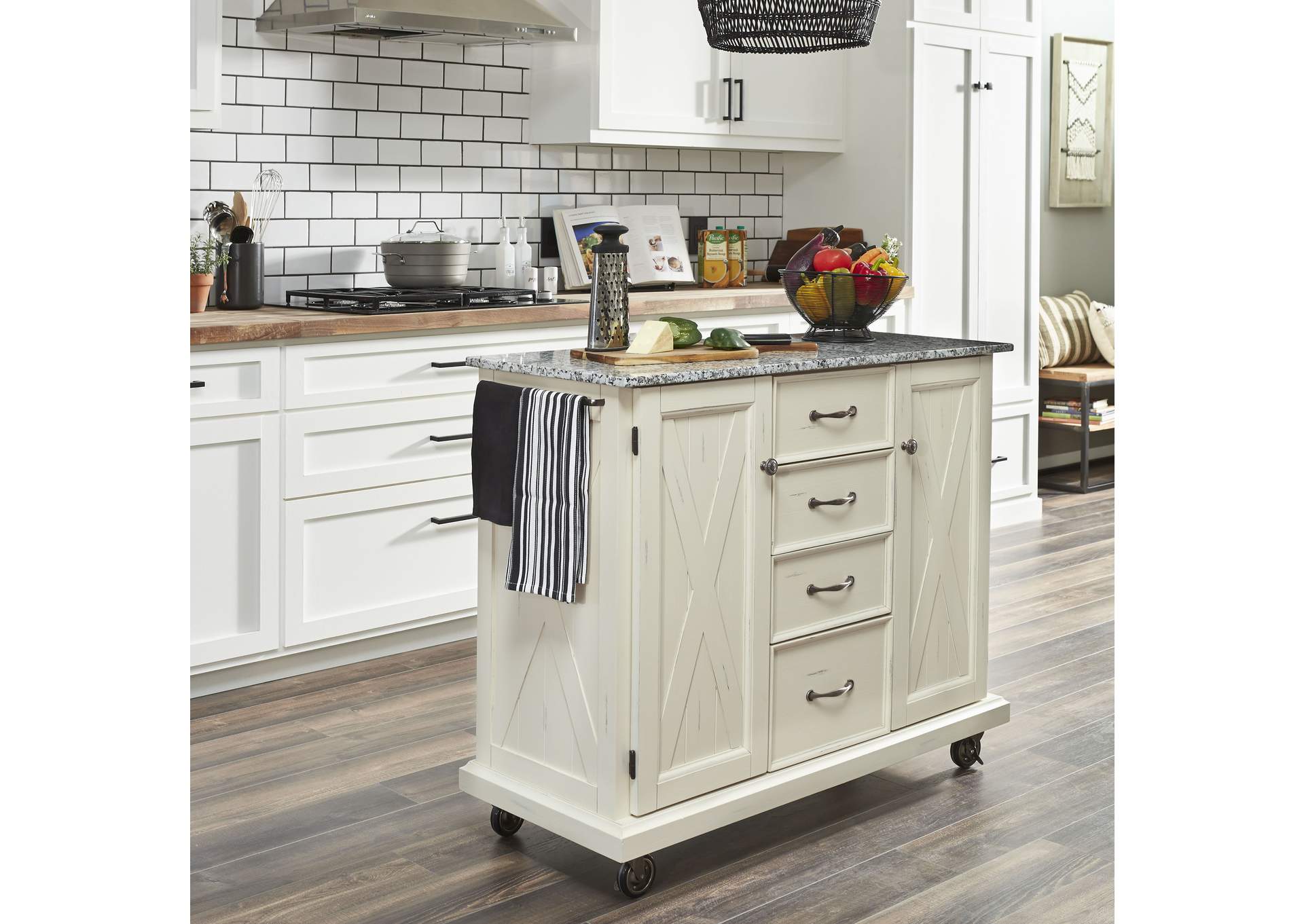 Bay Lodge Off-White Kitchen Cart,Homestyles