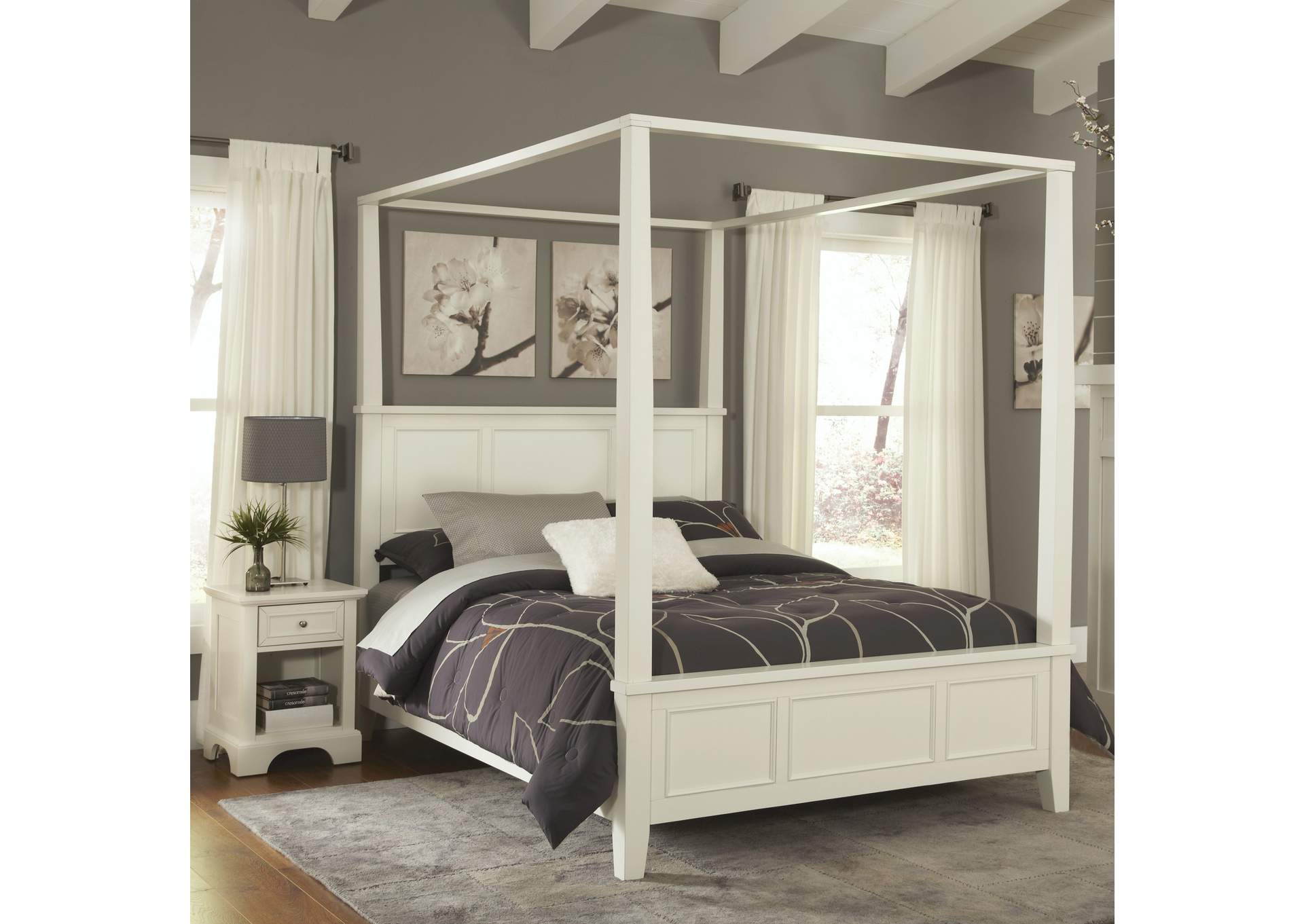 Century Off-White Queen Bed and Nightstand,Homestyles