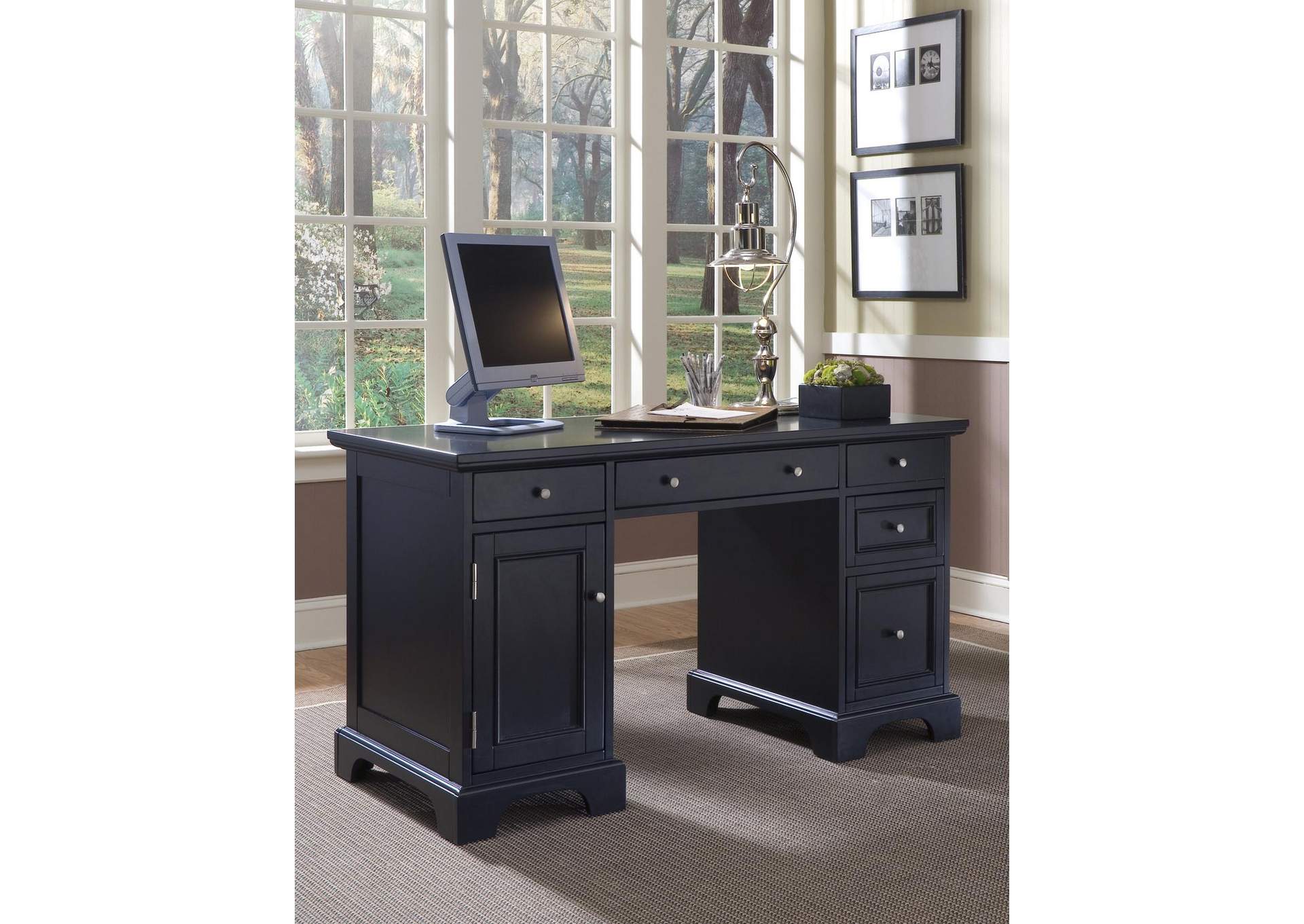 Ashford Black Pedestal Desk,Homestyles