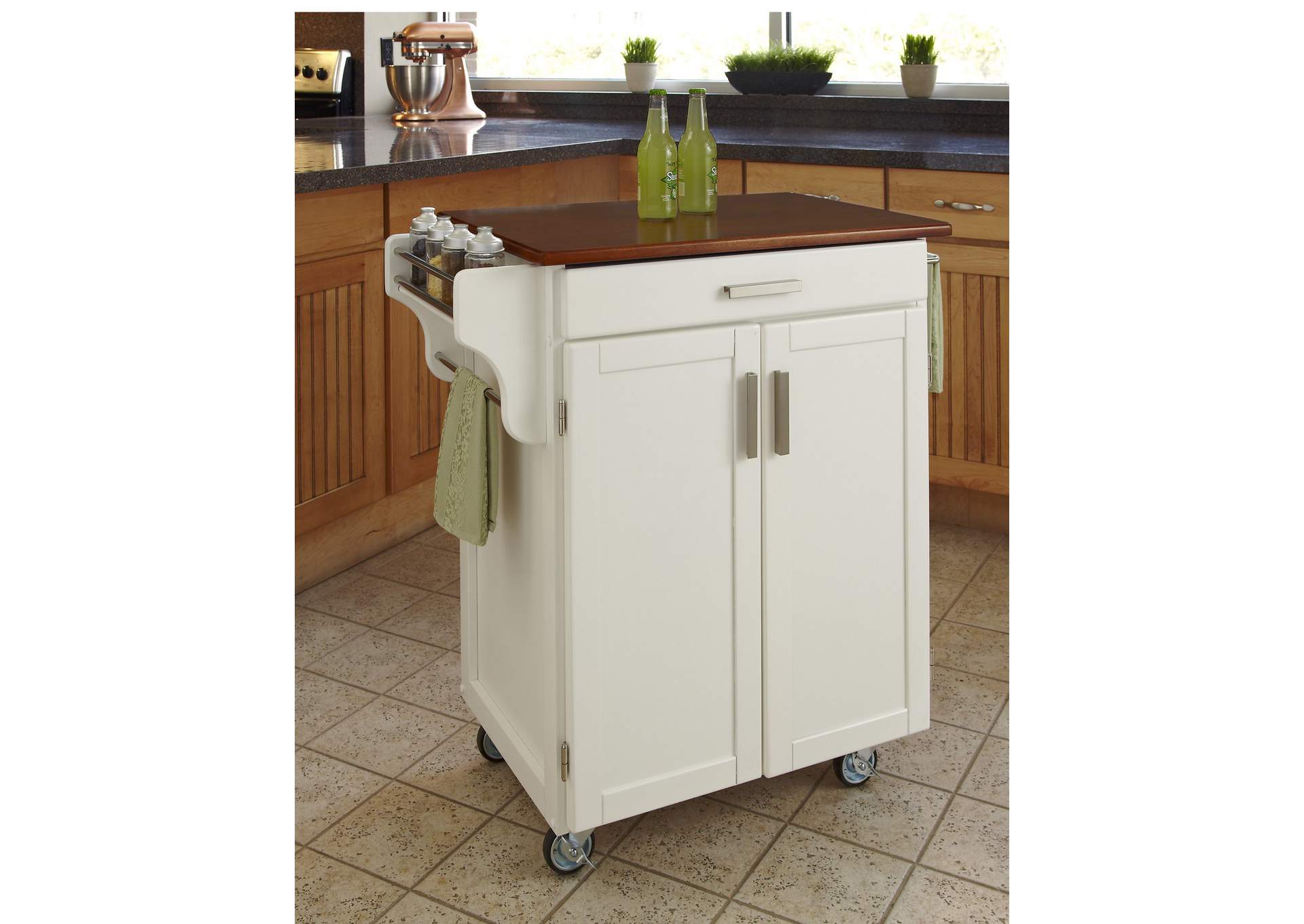 Cuisine Cart Off-White Kitchen Cart,Homestyles