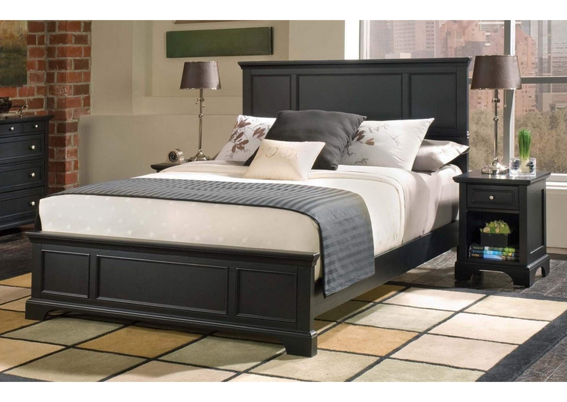 Ashford Black King Bed and Nightstand,Homestyles