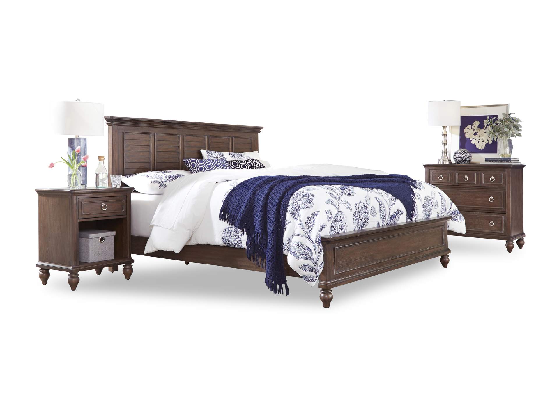 Marie Brown King Bed, Nightstand and Chest,Homestyles