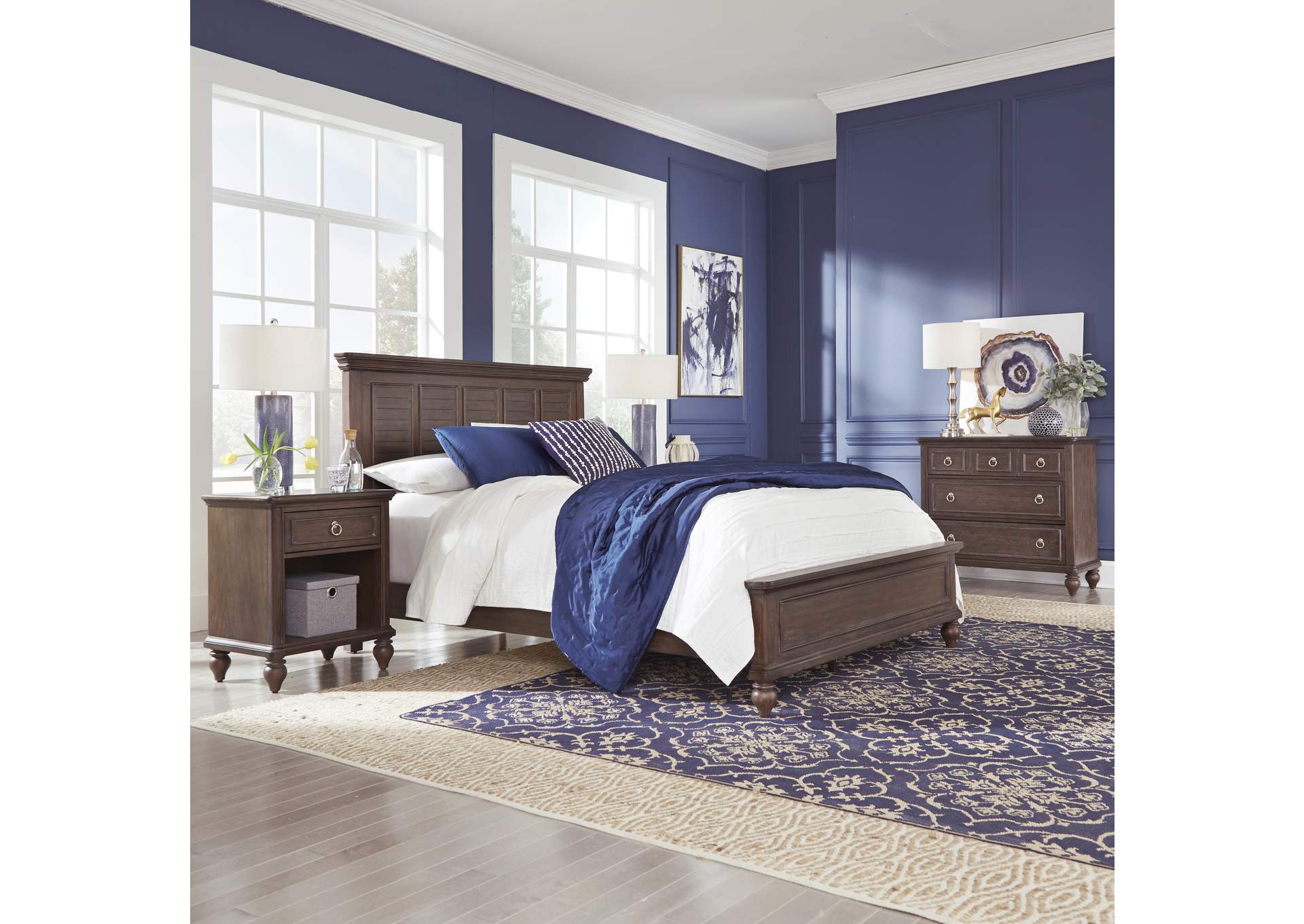 Marie Brown Queen Bed, Nightstand and Chest,Homestyles