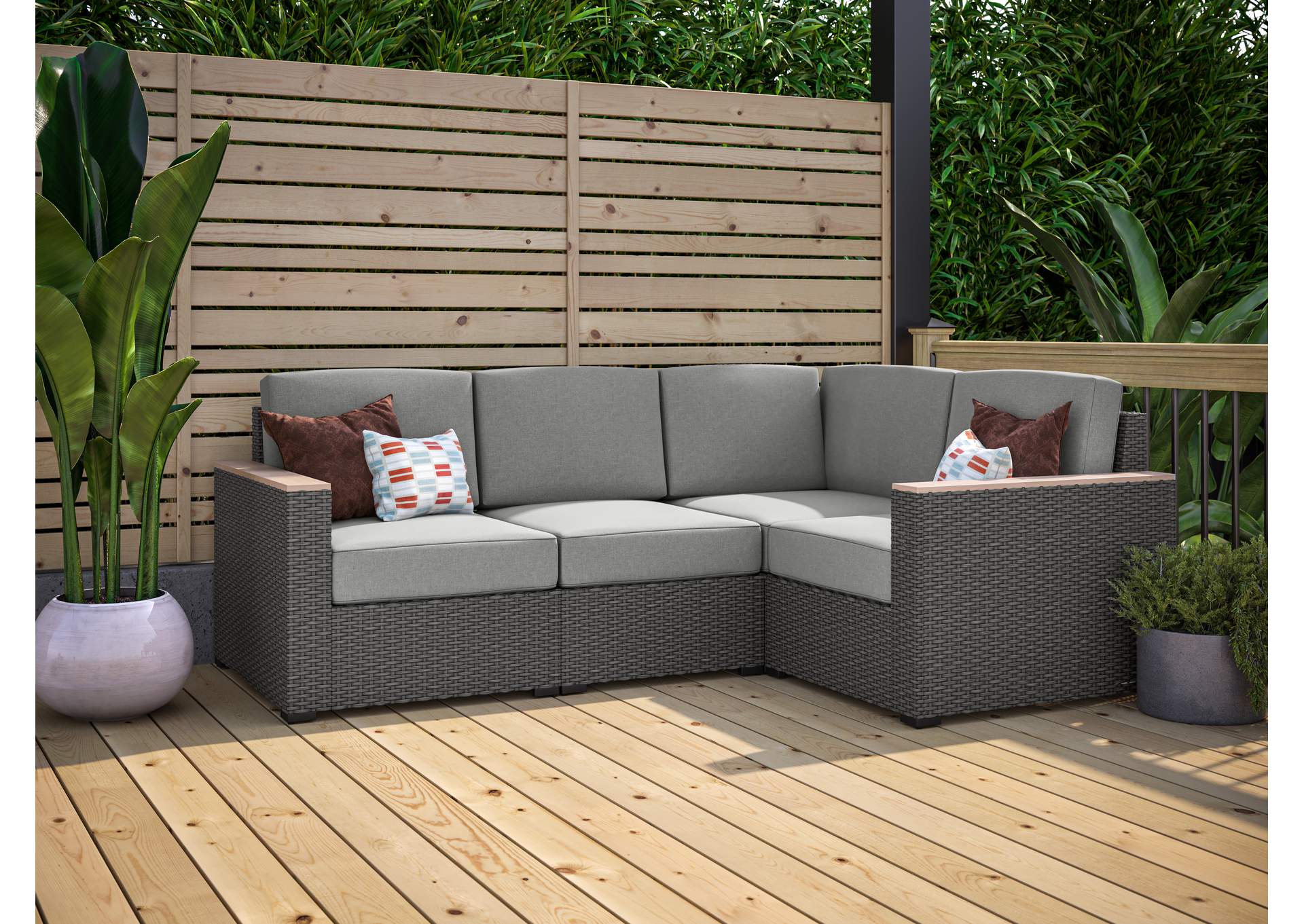 Boca Raton Brown Outdoor 4 Seat Sectional,Homestyles