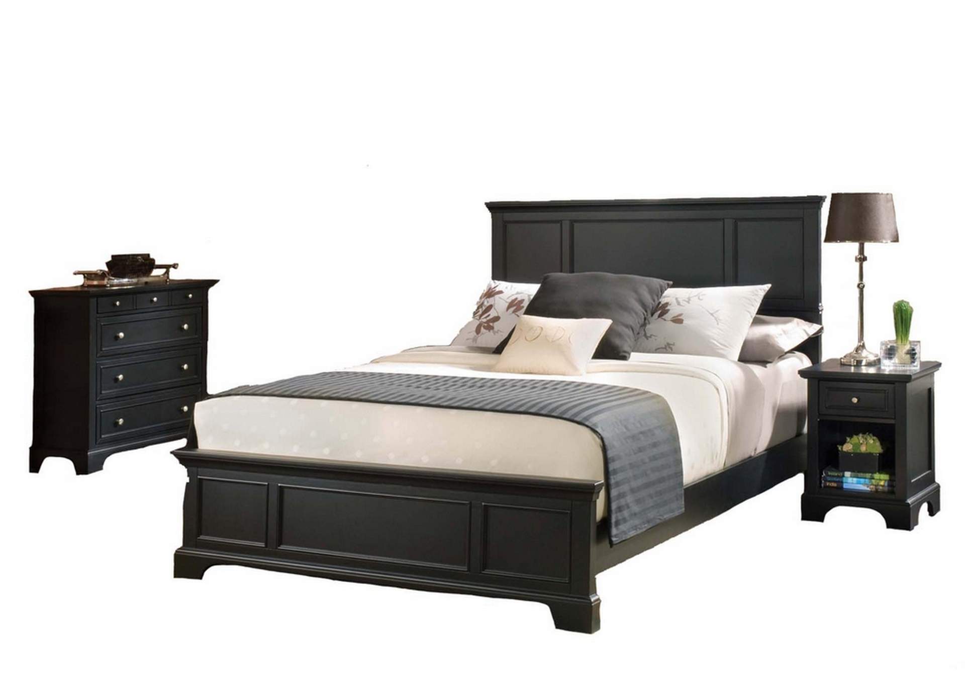 Ashford Black King Bed, Nightstand and Chest,Homestyles