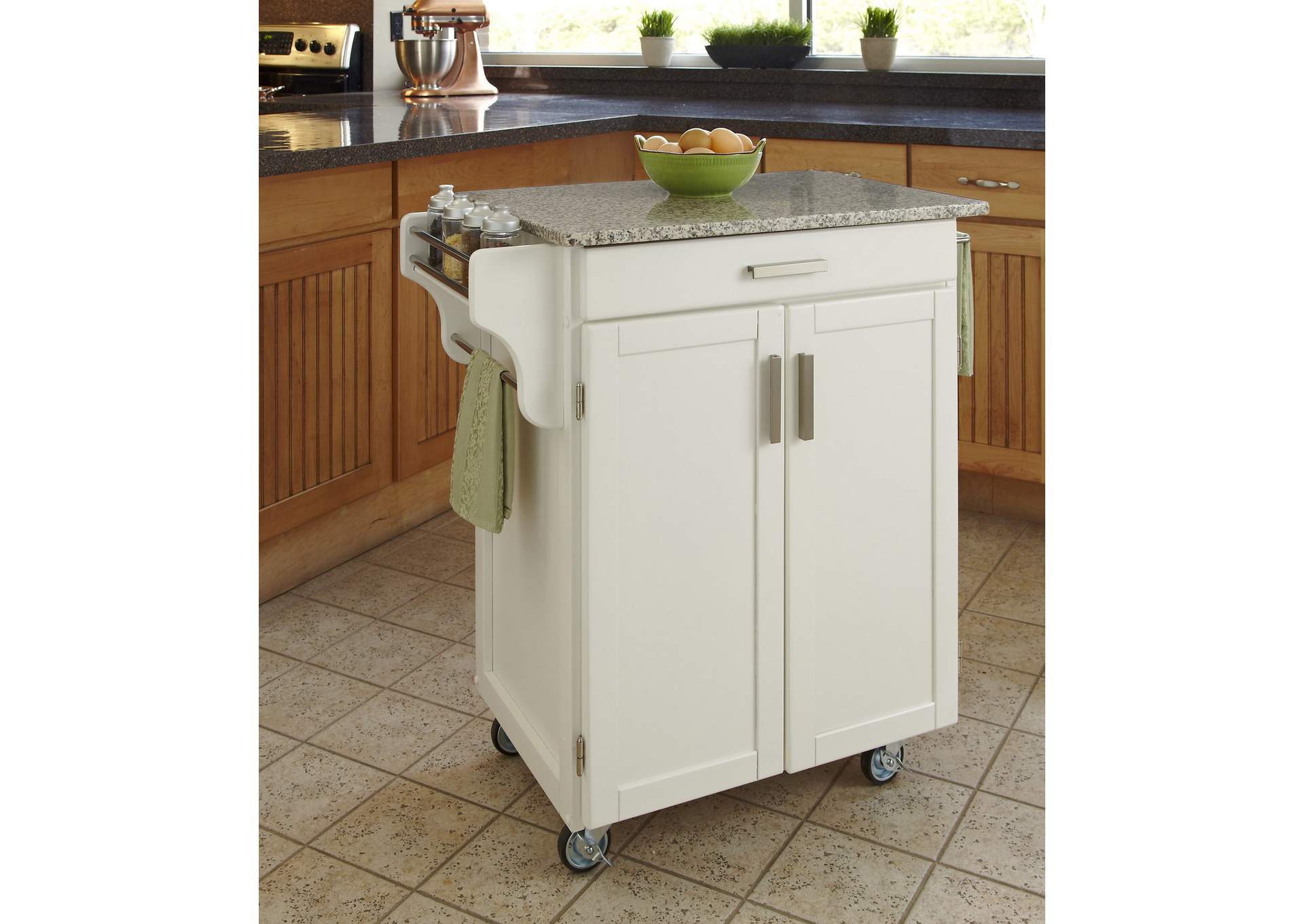 Cuisine Cart Off-White Kitchen Cart,Homestyles