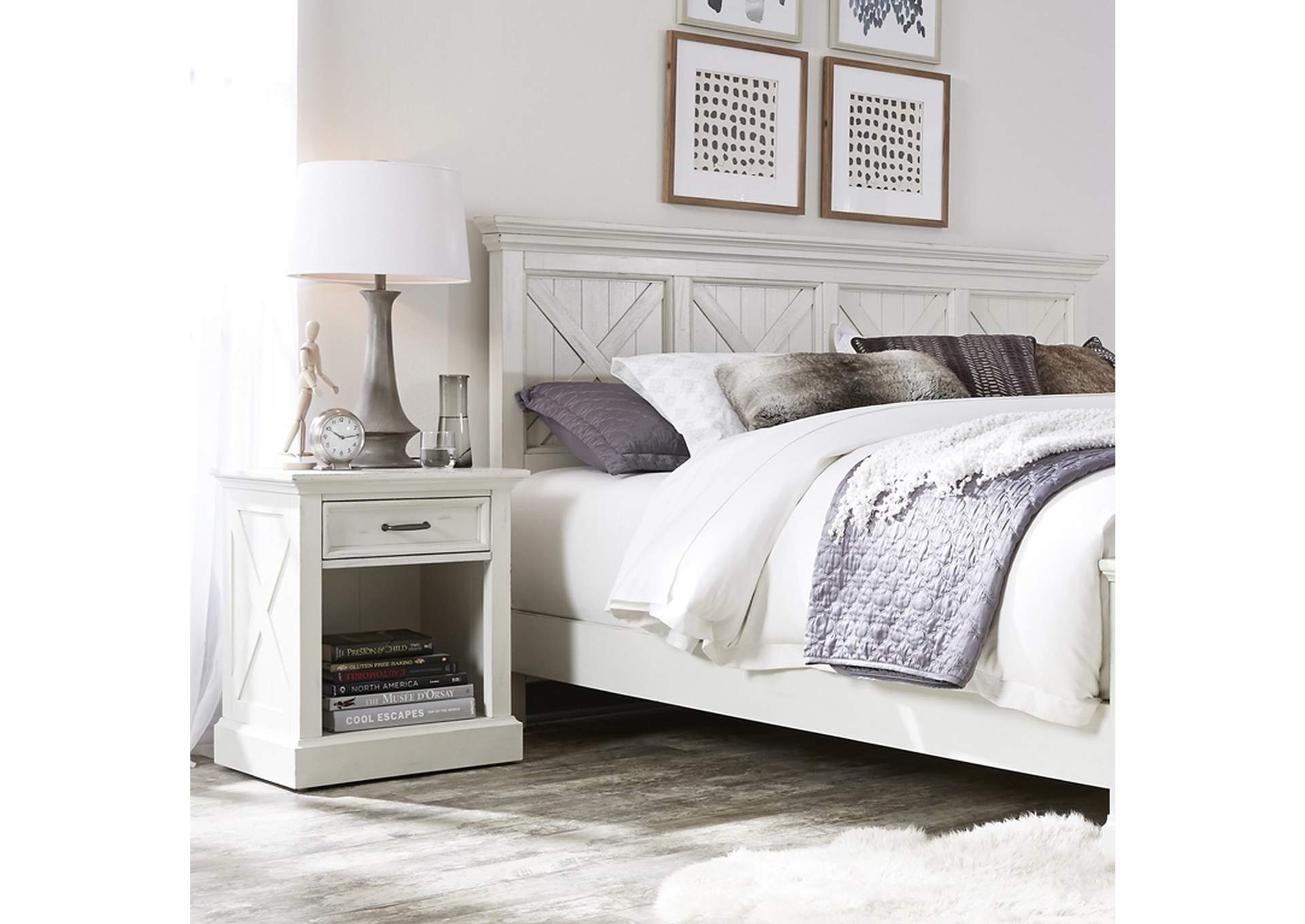 Bay Lodge Off-White King Headboard and Nightstand,Homestyles