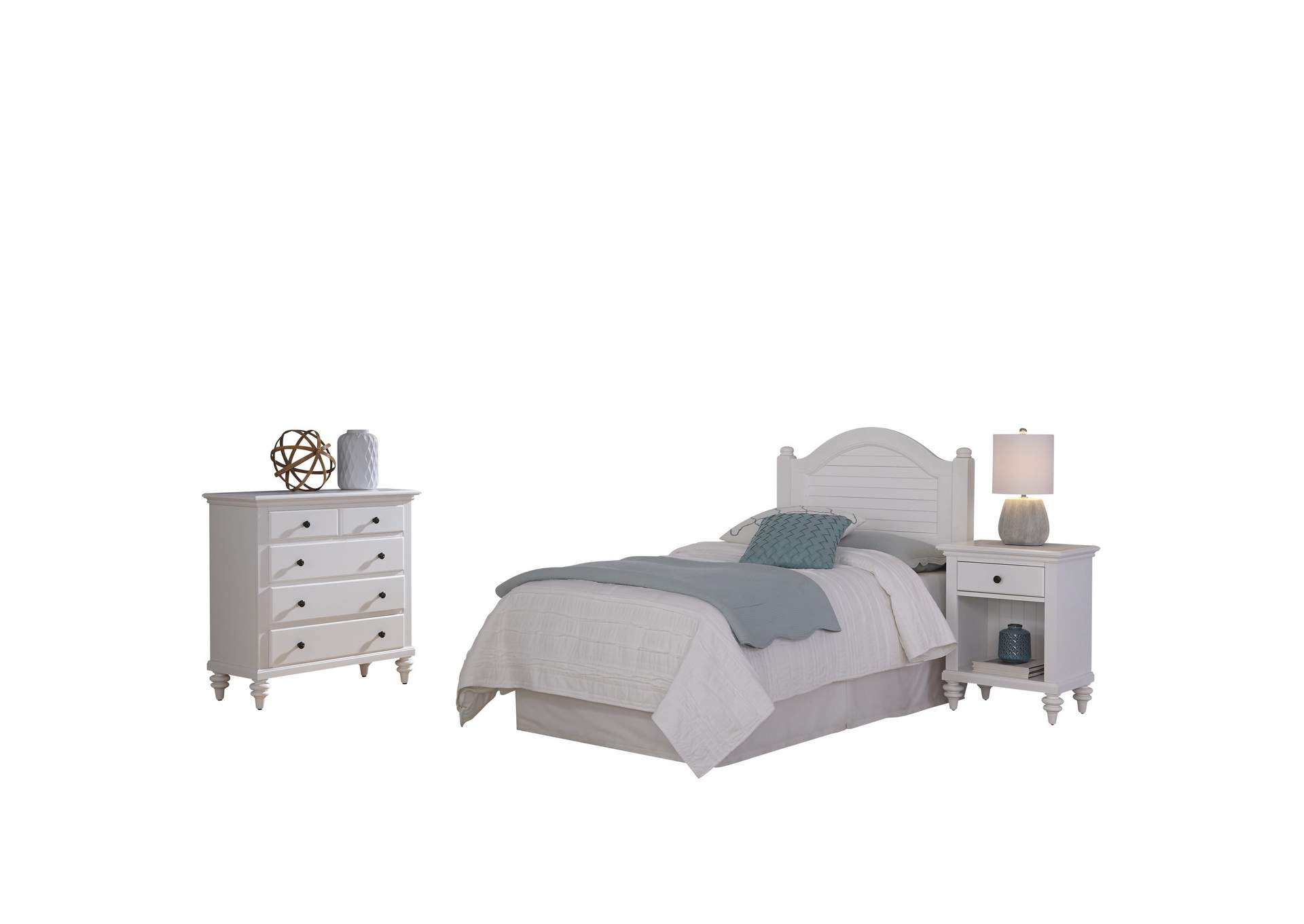 Penelope Off-White Twin Headboard, Nightstand and Chest,Homestyles