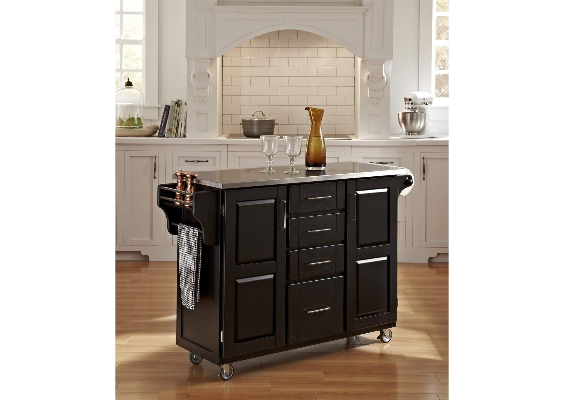 Create-A-Cart Black Kitchen Cart,Homestyles