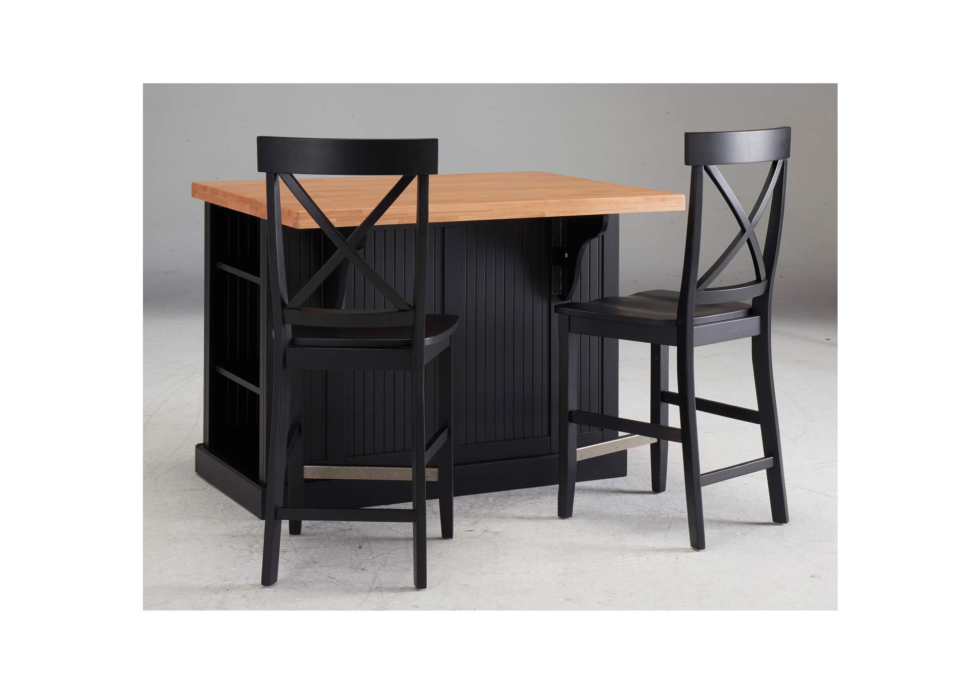 Hartford Black 3 Piece Kitchen Island Set,Homestyles