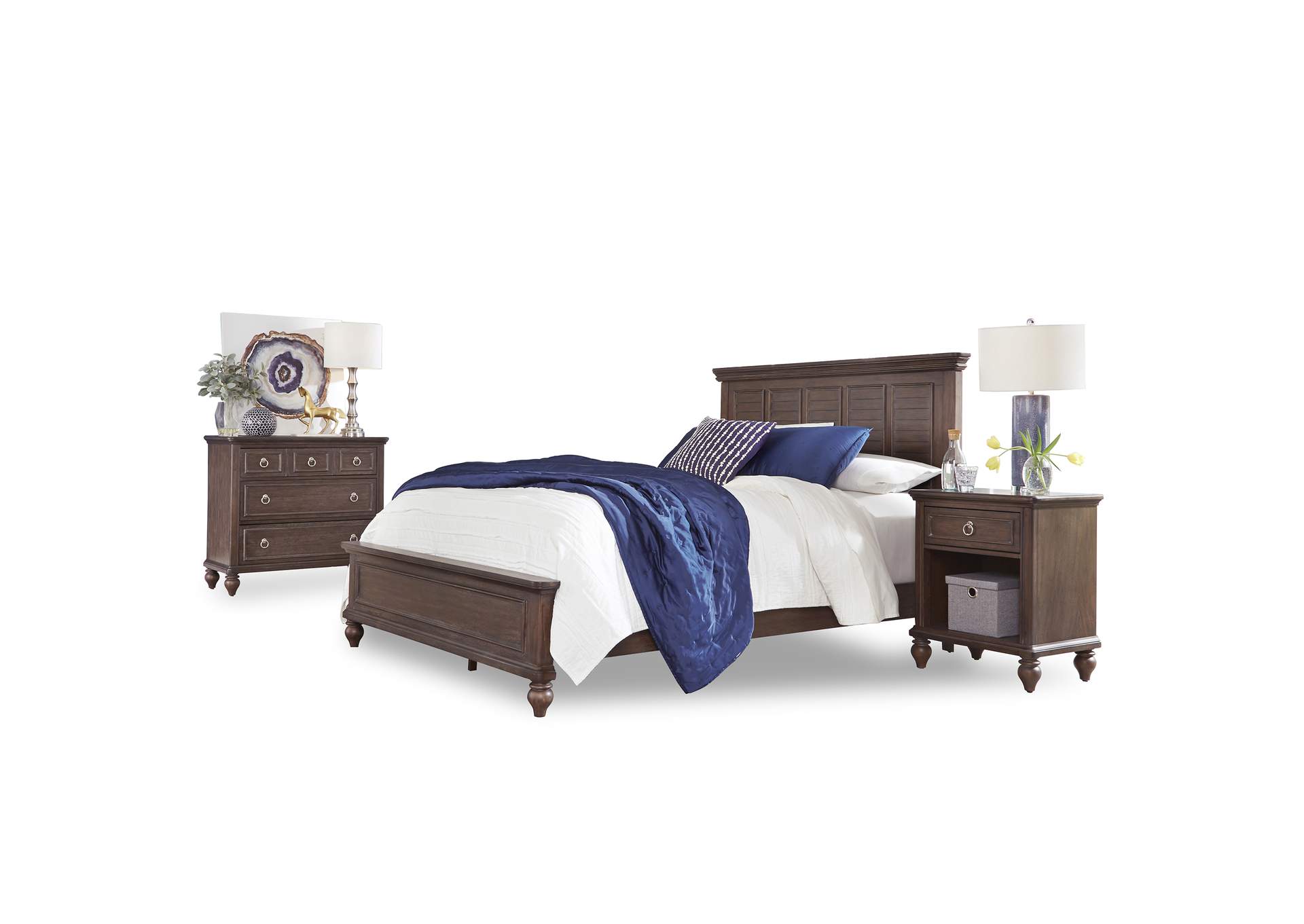 Marie Brown Queen Bed, Nightstand and Chest,Homestyles