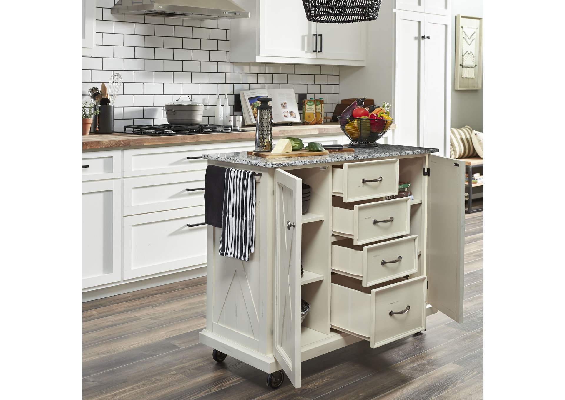 Bay Lodge Off-White Kitchen Cart,Homestyles