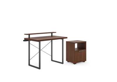 Merge Brown Desk, Monitor Stand and File Cabinet