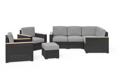 Image for Boca Raton Brown Outdoor 4 Seat Sectional, Arm Chair Pair and Ottoman