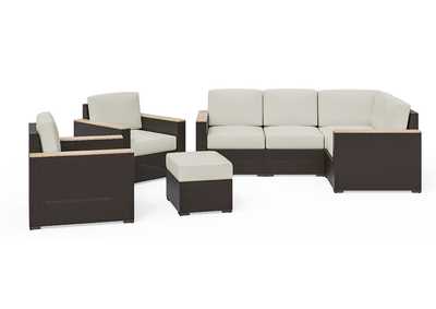 Image for Palm Springs Brown Outdoor 4 Seat Sectional, Arm Chair Pair and Ottoman