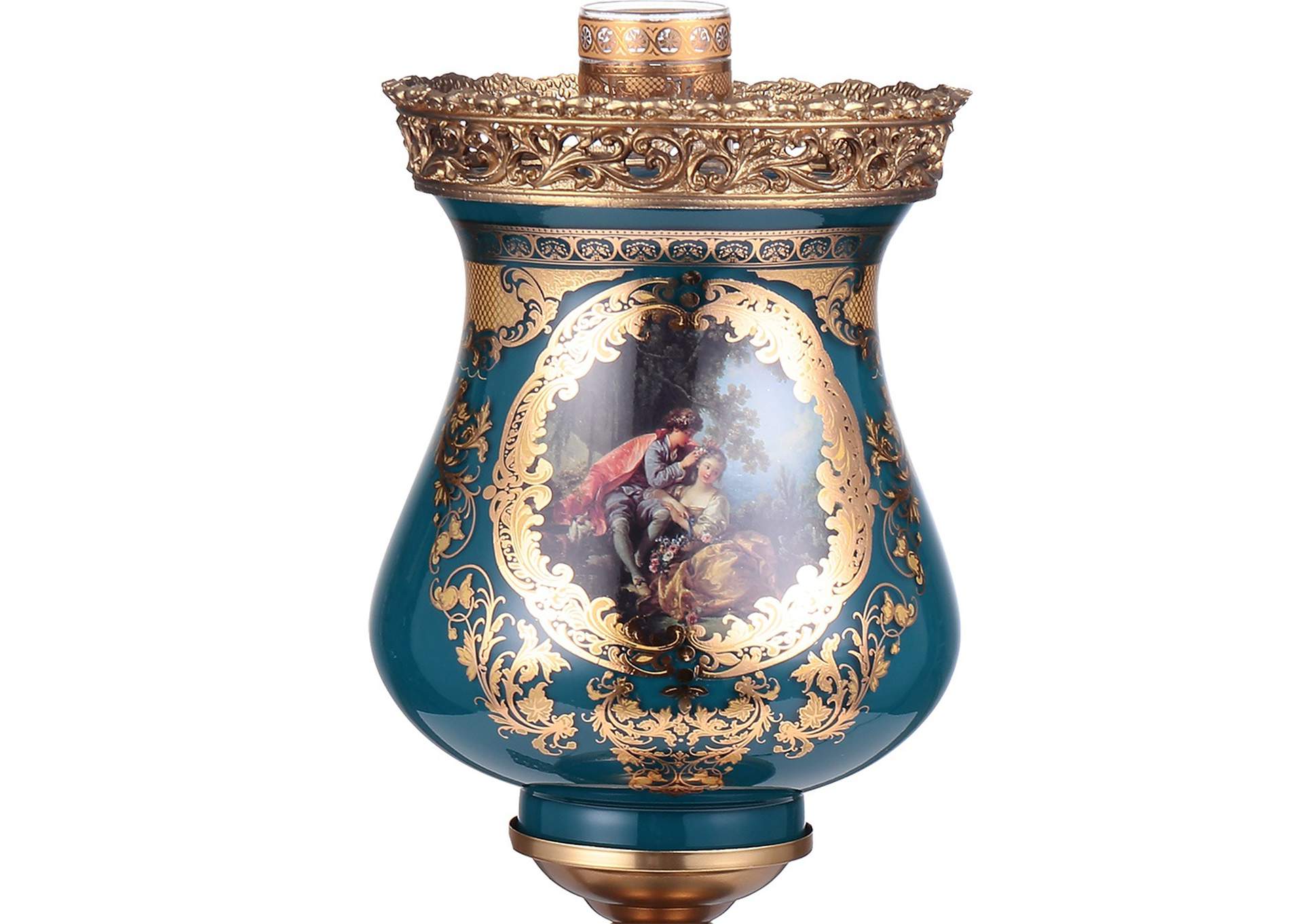 Bronze - Deep Aegean Blue-Gold Table Lamp,Homey Design