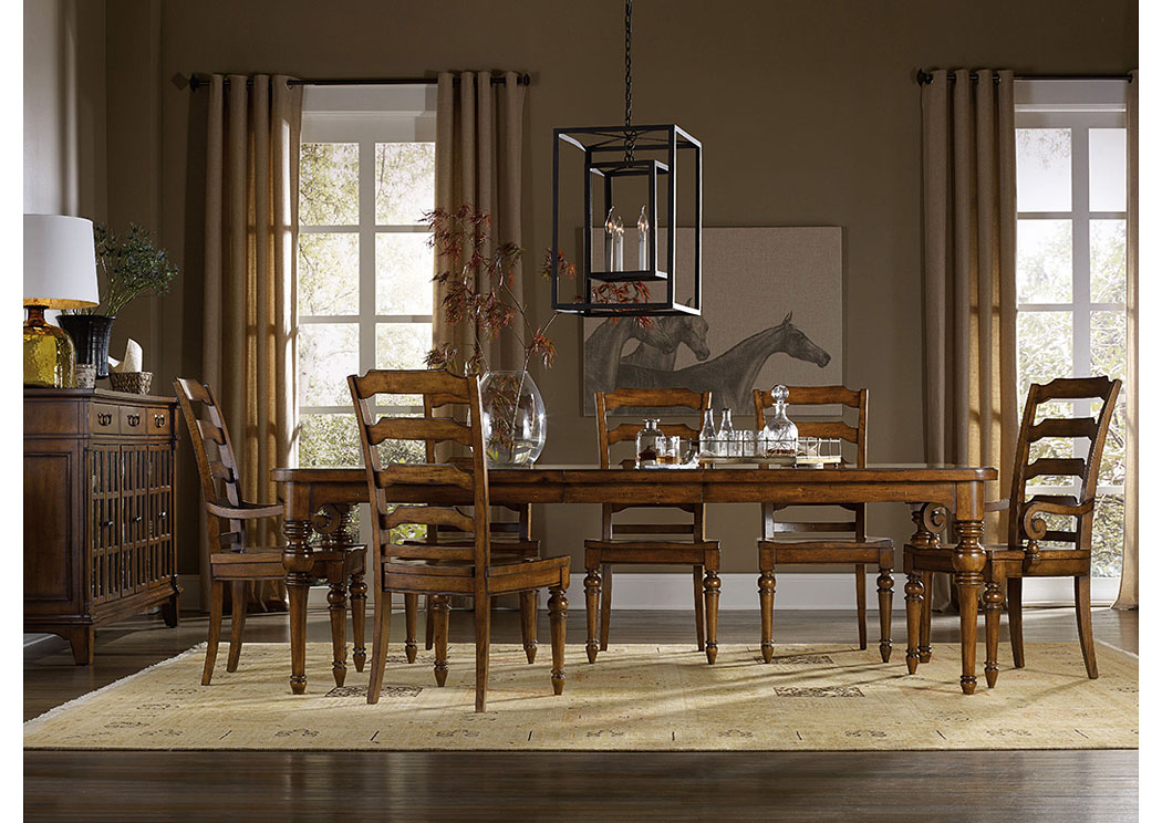 Tynecastle Rectangle Extension Dining Table w/4 Ladderback Side Chairs,Hooker Furniture