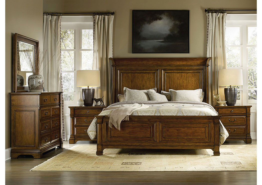 Tynecastle King Panel Bed w/Dresser and Mirror,Hooker Furniture