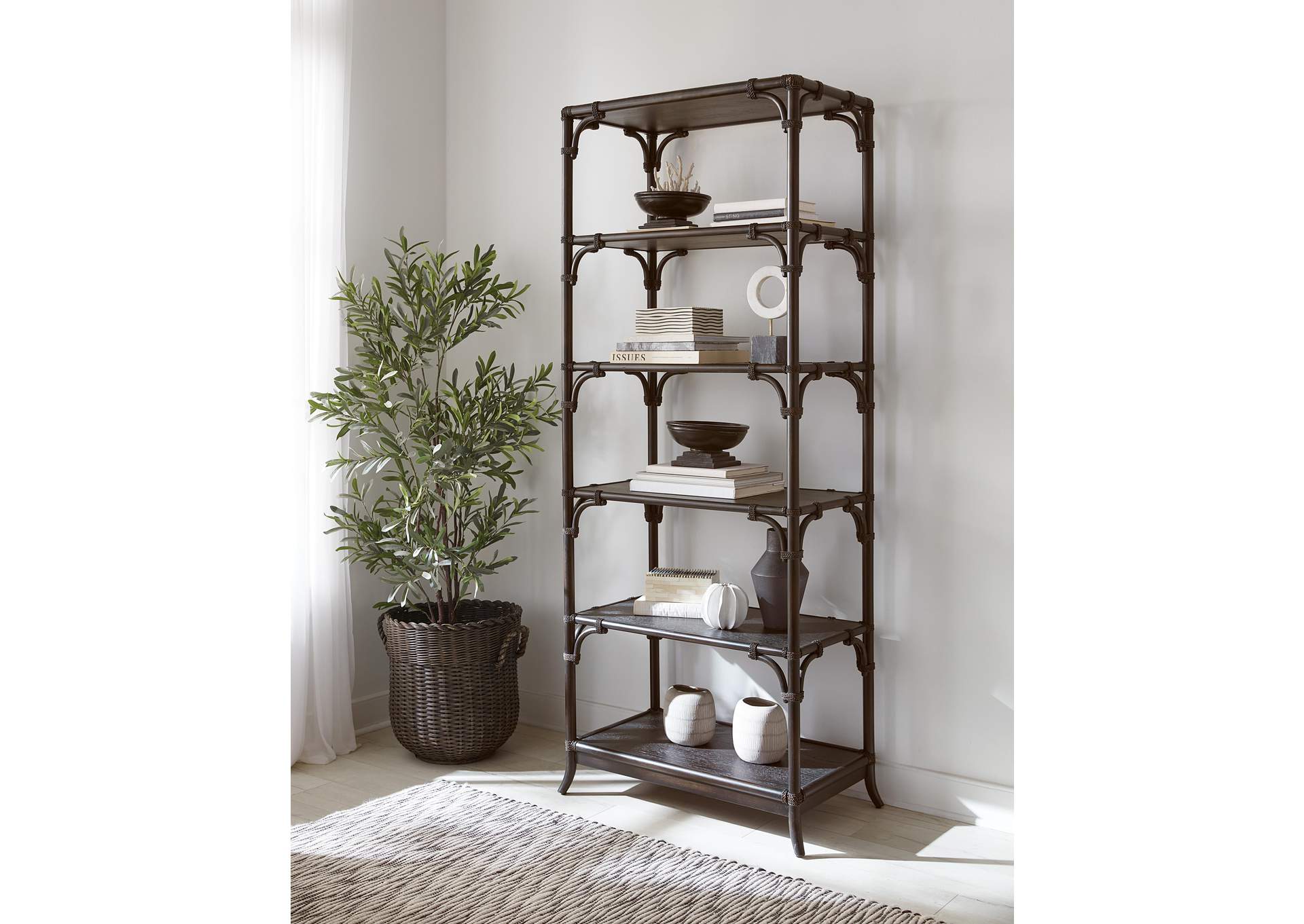 Retreat Pole Rattan Bookcase,Hooker Furniture