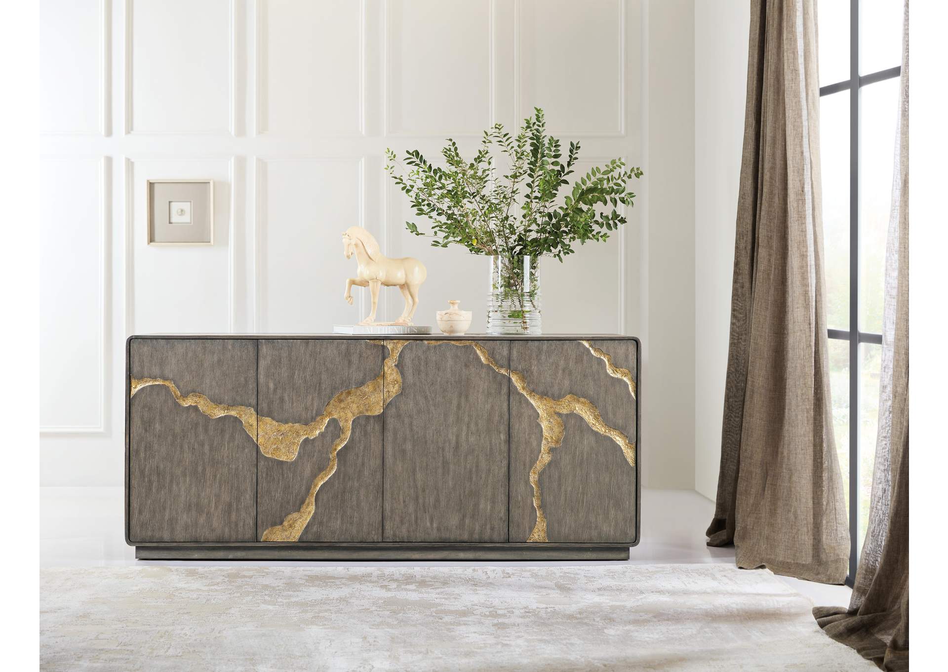 Melange Fissured Entertainment Credenza,Hooker Furniture