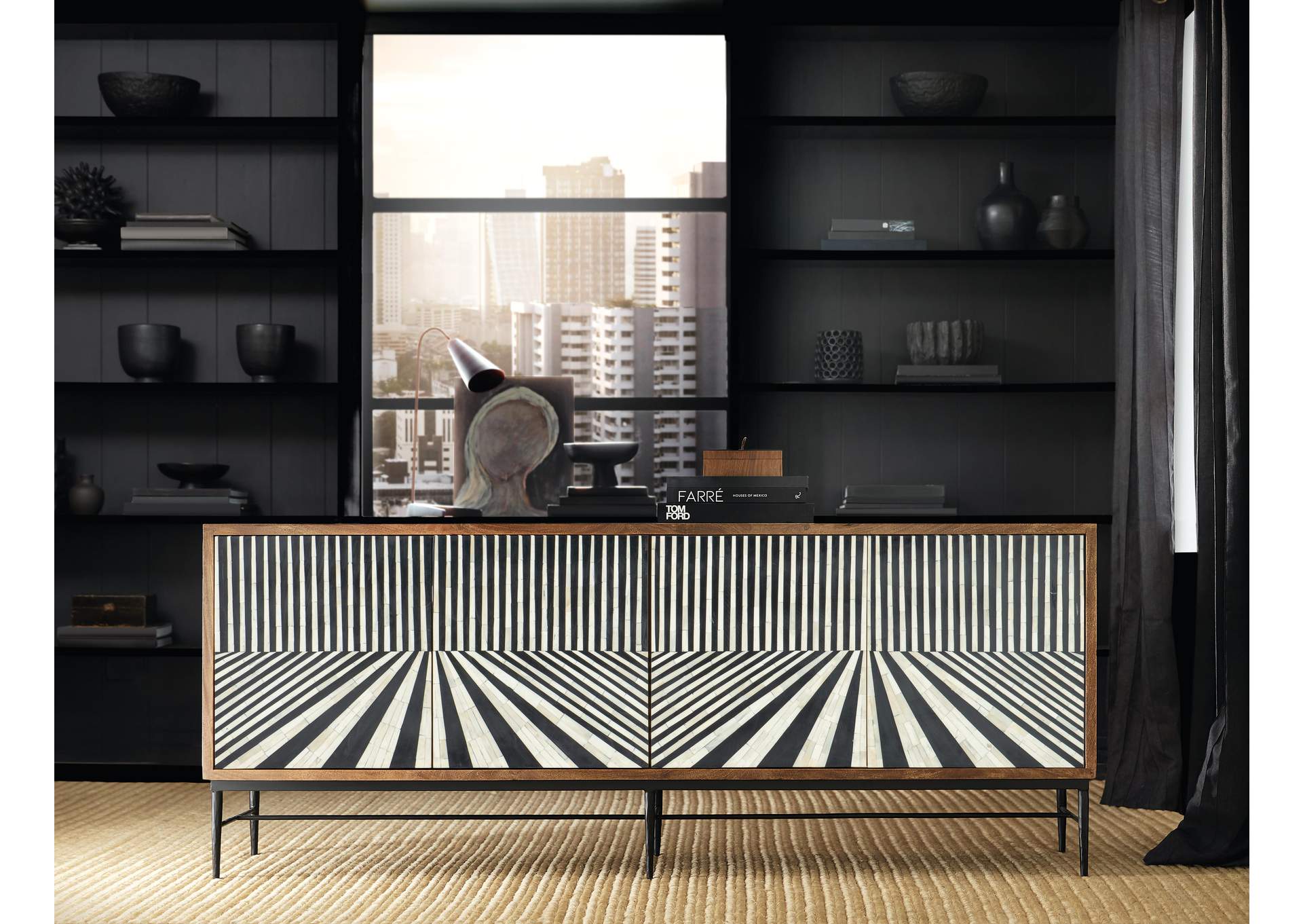 Commerce and Market Linear Perspective Credenza,Hooker Furniture