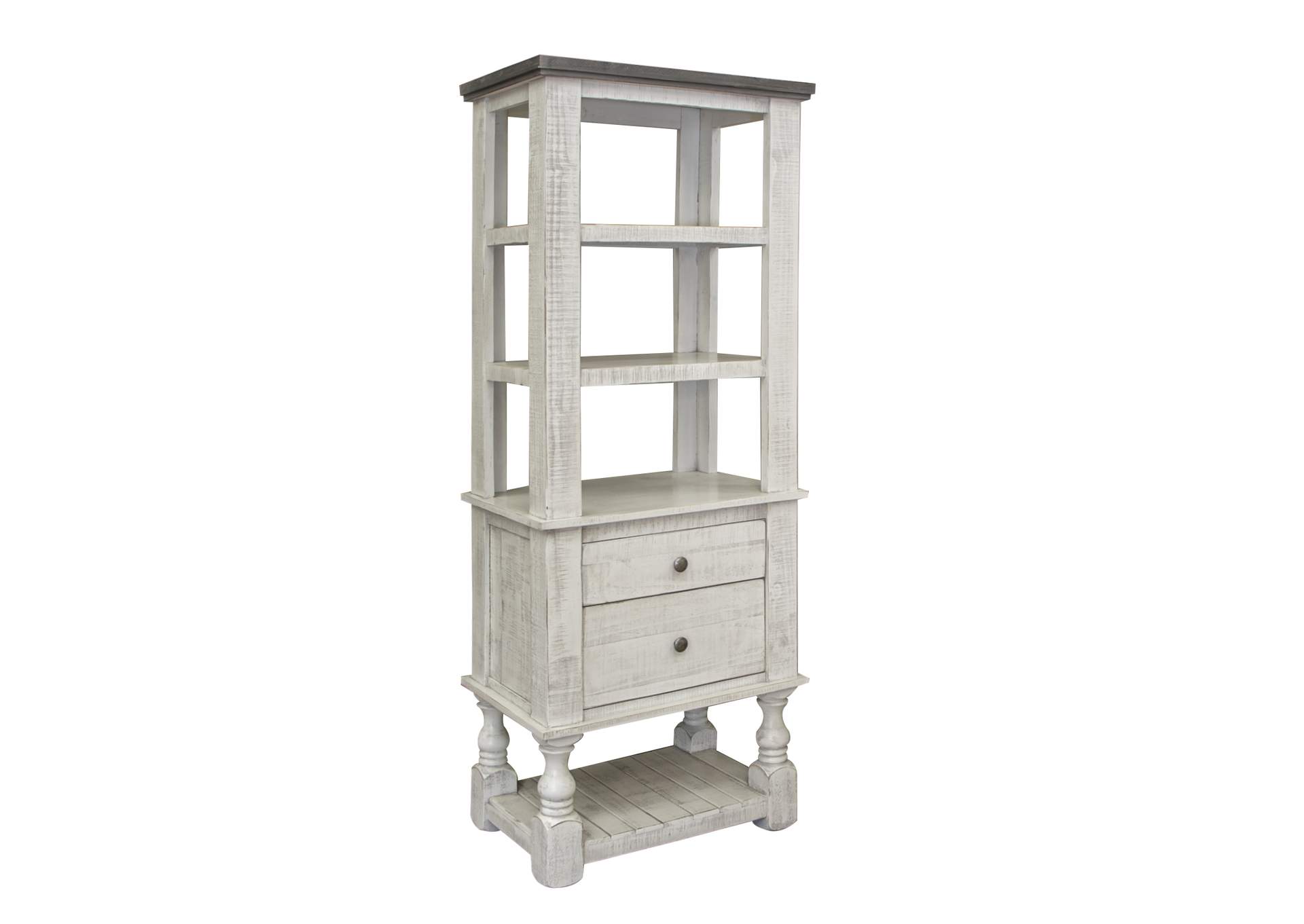 Stone Ivory Antiqued & Weathered Gray Bookcase,International Furniture Direct