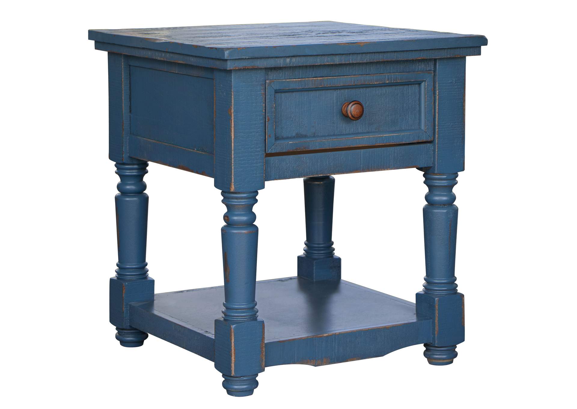 Aruba 1 drawer, End Table, Dark Blue finish,International Furniture Direct