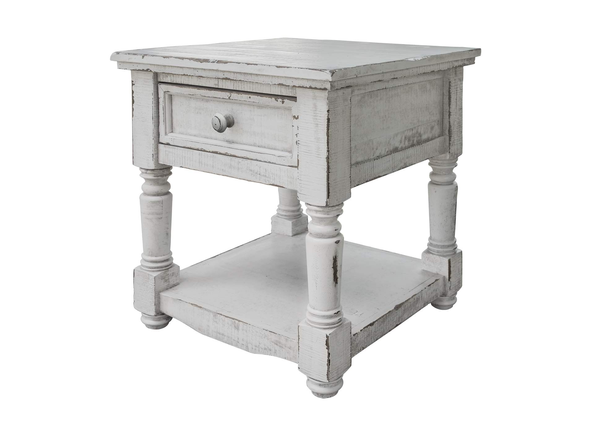 Aruba 1 Drawer, End Table w/ White finish,International Furniture Direct