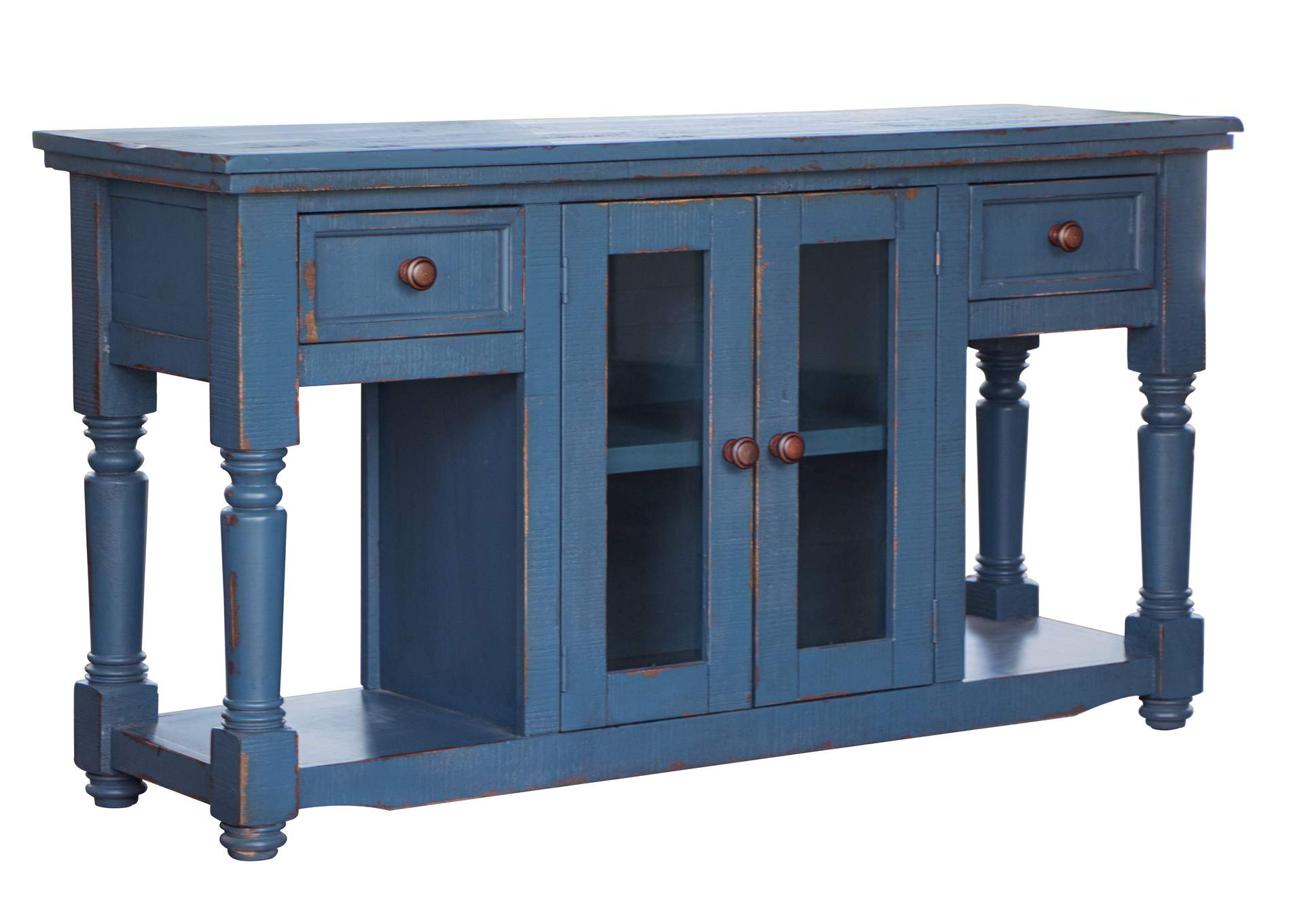 Aruba 2 Drawer & 2 Doors. Sofa Table, Dark Blue finish,International Furniture Direct