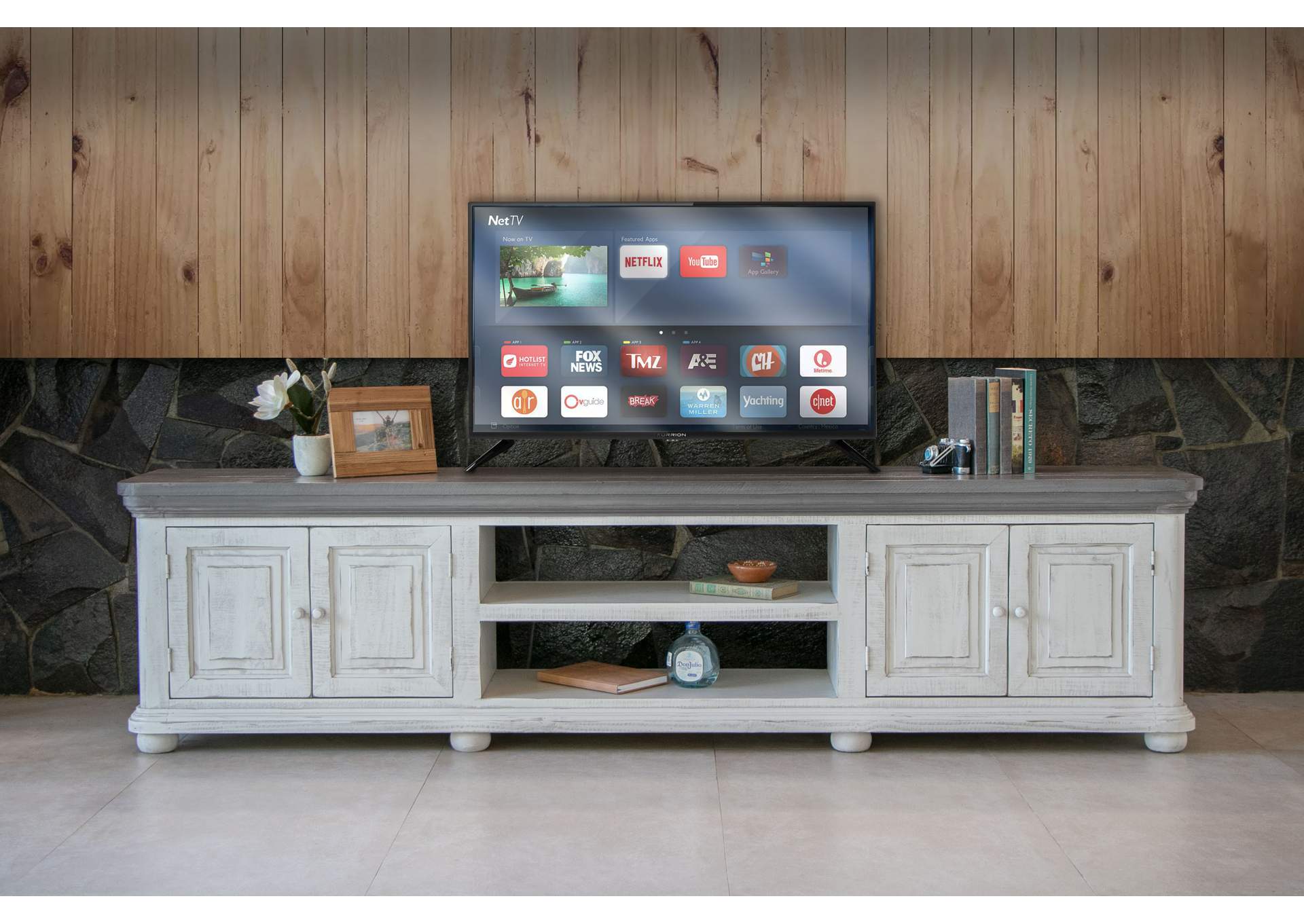 Luna 4 Doors & Shelves, 93" TV Stand,International Furniture Direct