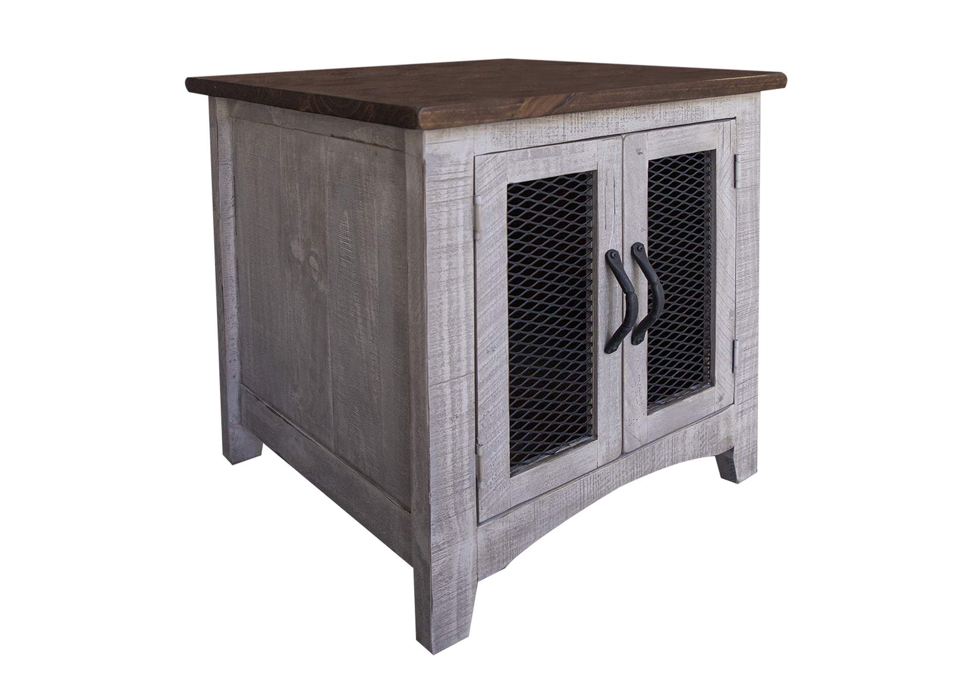 Pueblo Gray End Table 2 Doors,International Furniture Direct