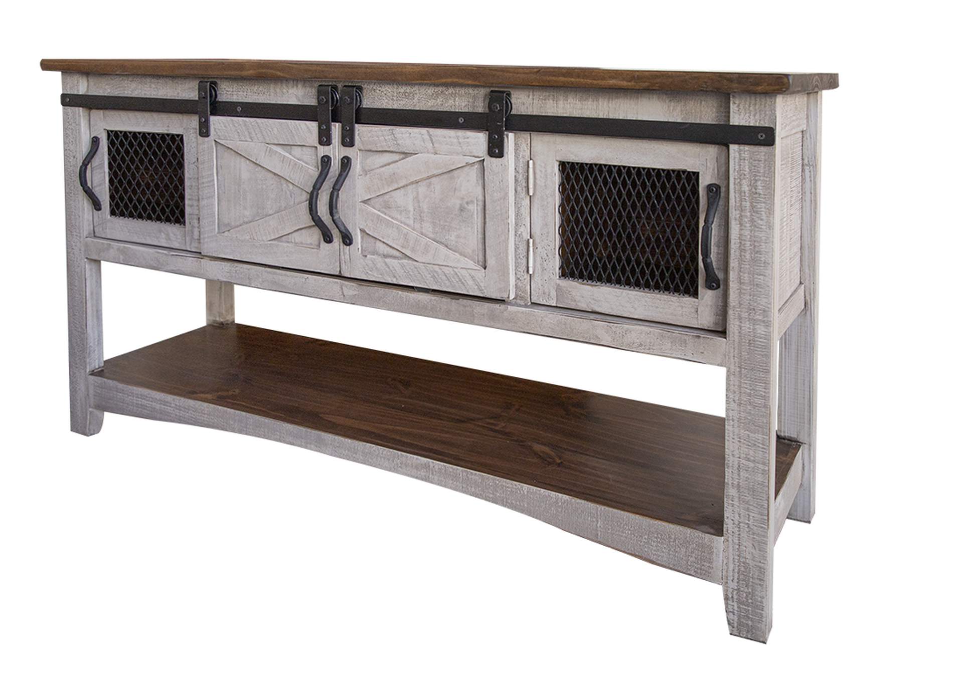 Pueblo Gray Sofa Table 4 Doors,International Furniture Direct