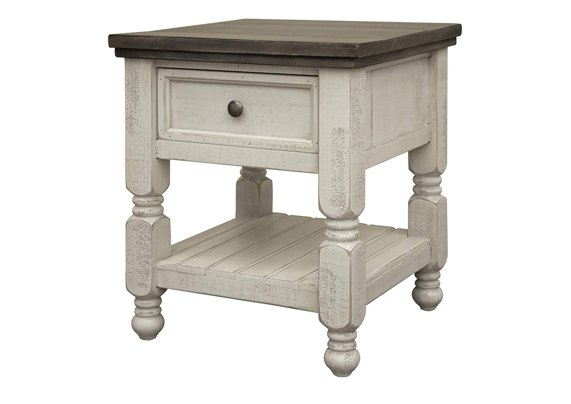 Stone 1 Drawer, Shelf End Table,International Furniture Direct