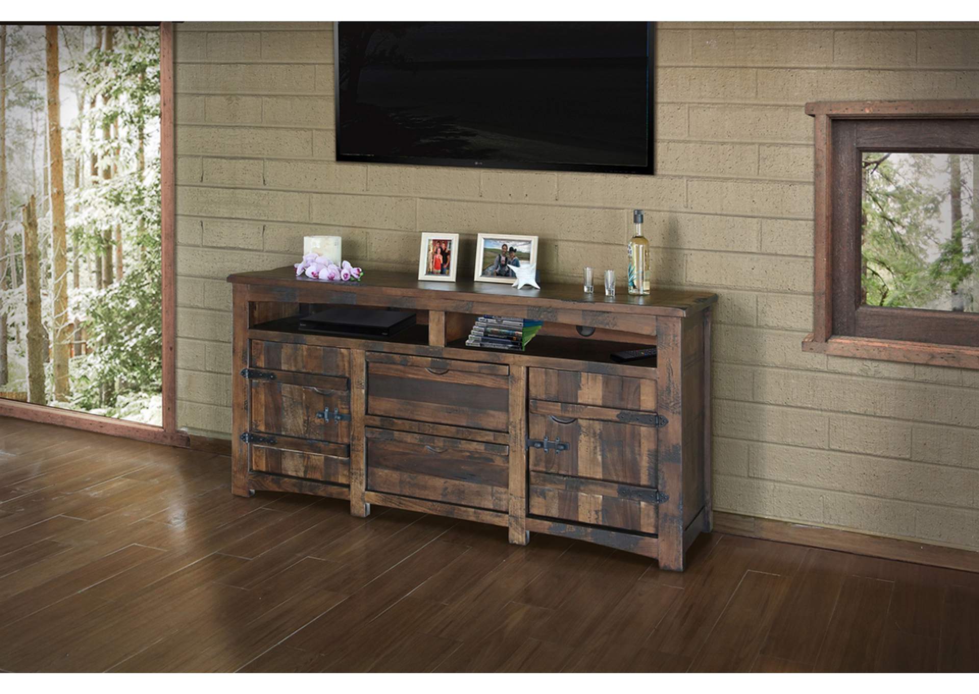 Mezcal 70" TV Stand w/2 Doors, 2 Drawer & 2 shelves,International Furniture Direct