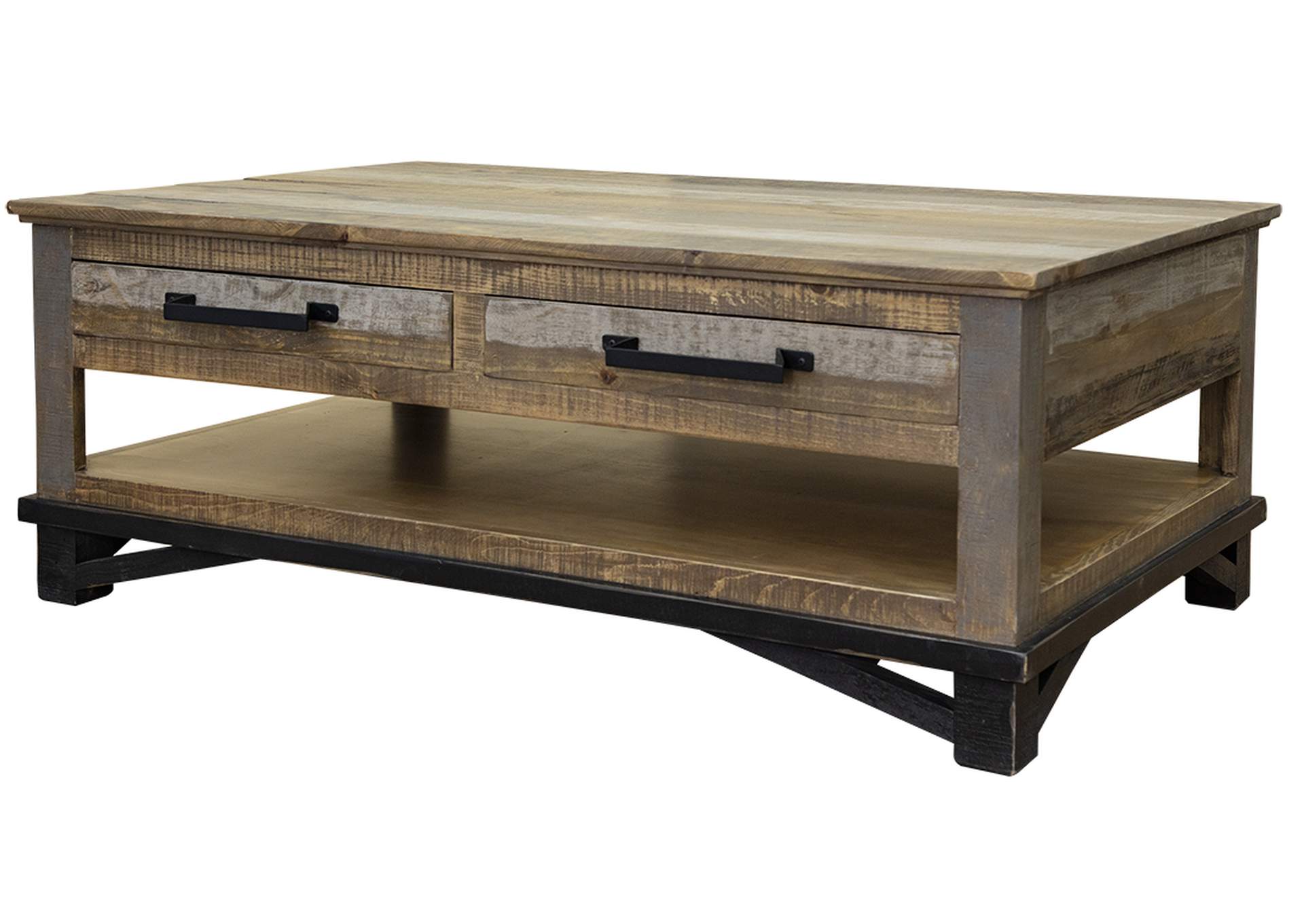 Loft Brown Cocktail Table 4 Drawers,International Furniture Direct