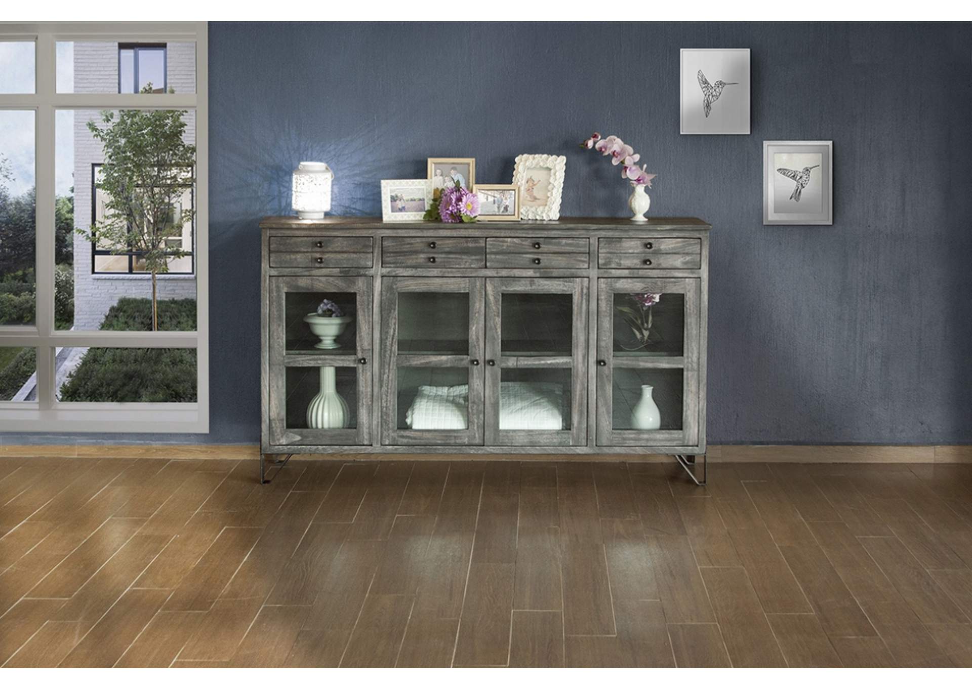 Moro 4 Drawer & 4 Glass Doors Console,International Furniture Direct