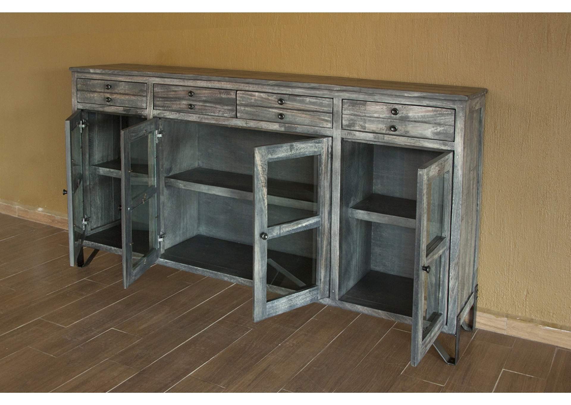 Moro 4 Drawer & 4 Glass Doors Console,International Furniture Direct