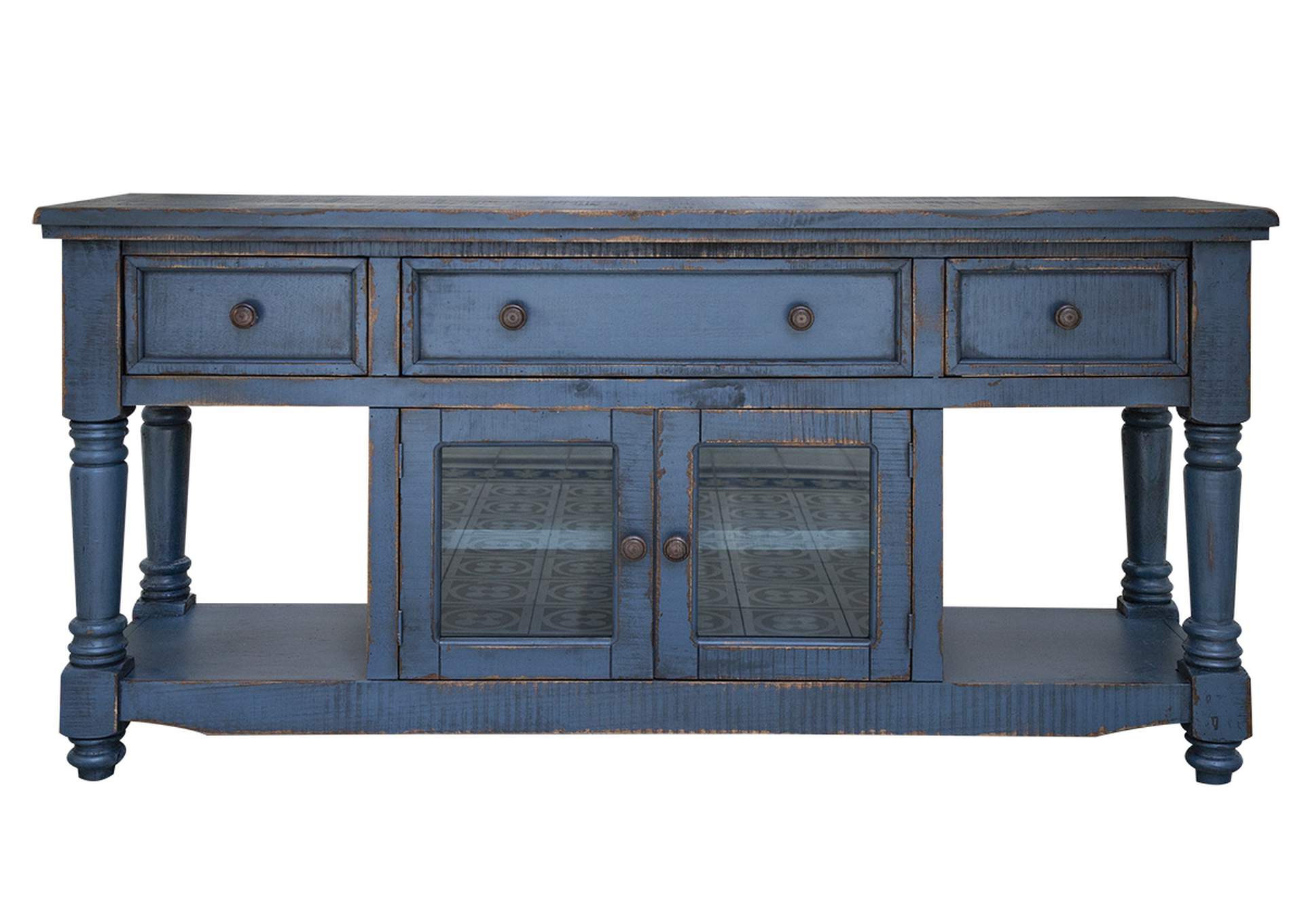 Aruba 70" TV Stand, w/3 Drawers & 2 Doors, in Dark Blue Finish,International Furniture Direct