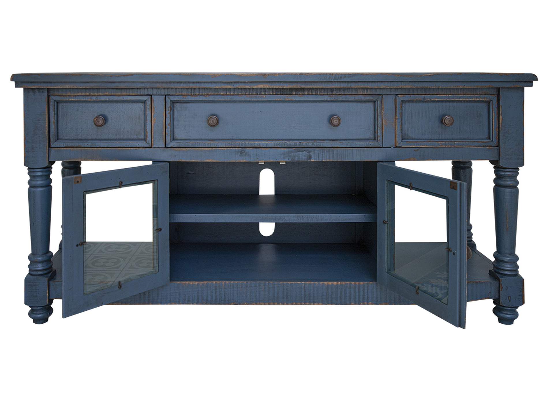 Aruba 70" TV Stand, w/3 Drawers & 2 Doors, in Dark Blue Finish,International Furniture Direct