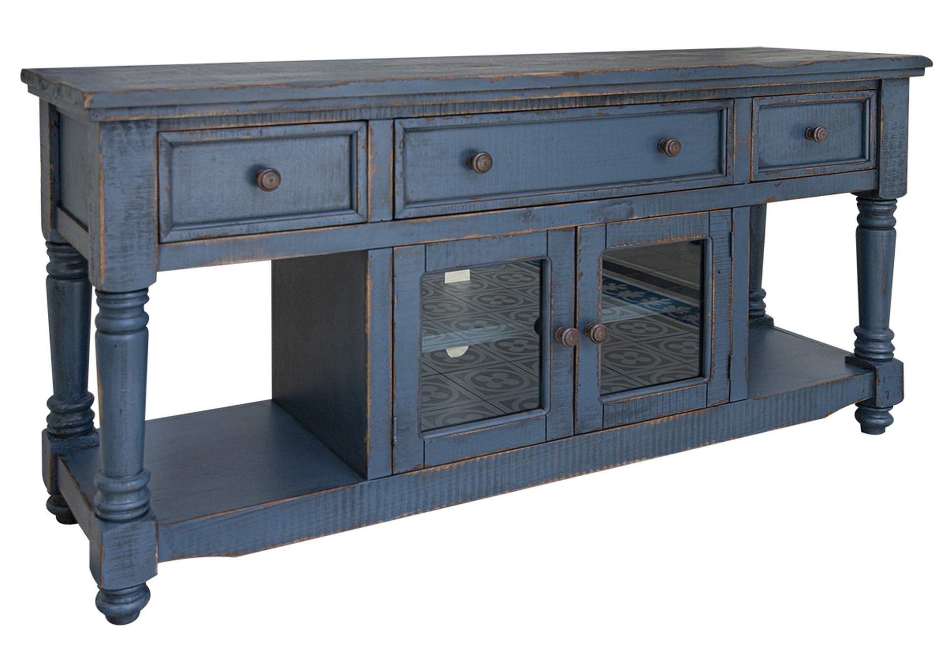 Aruba 70" TV Stand, w/3 Drawers & 2 Doors, in Dark Blue Finish,International Furniture Direct