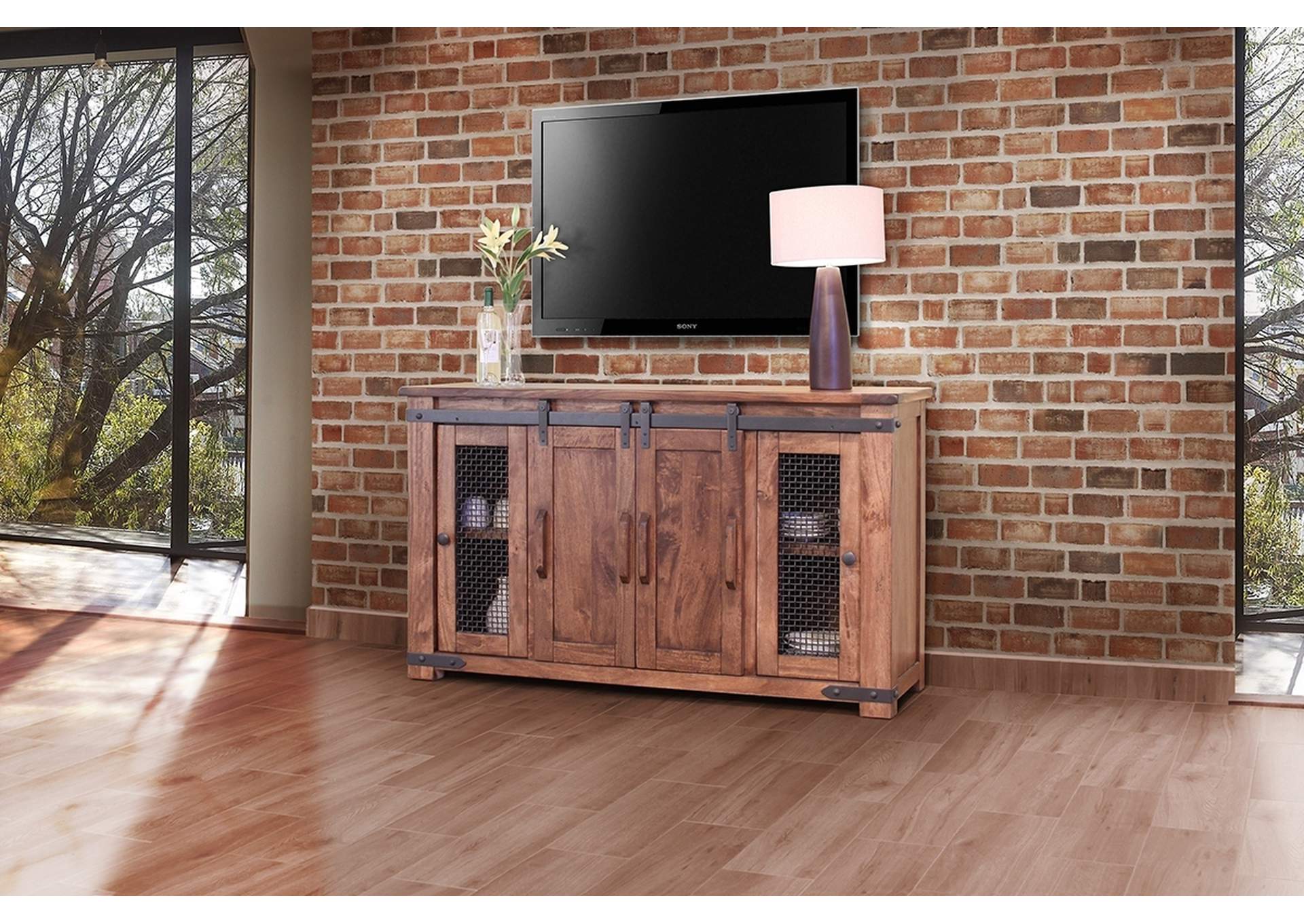 Parota 60" TV Stand w/4 Doors & Shelves,International Furniture Direct