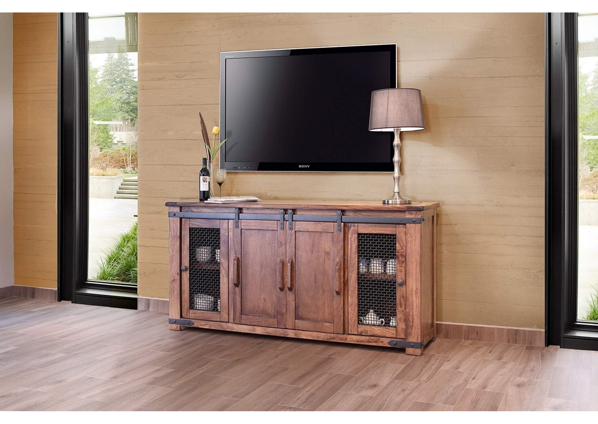 Parota 70" TV Stand w/4 Doors & Shelves,International Furniture Direct