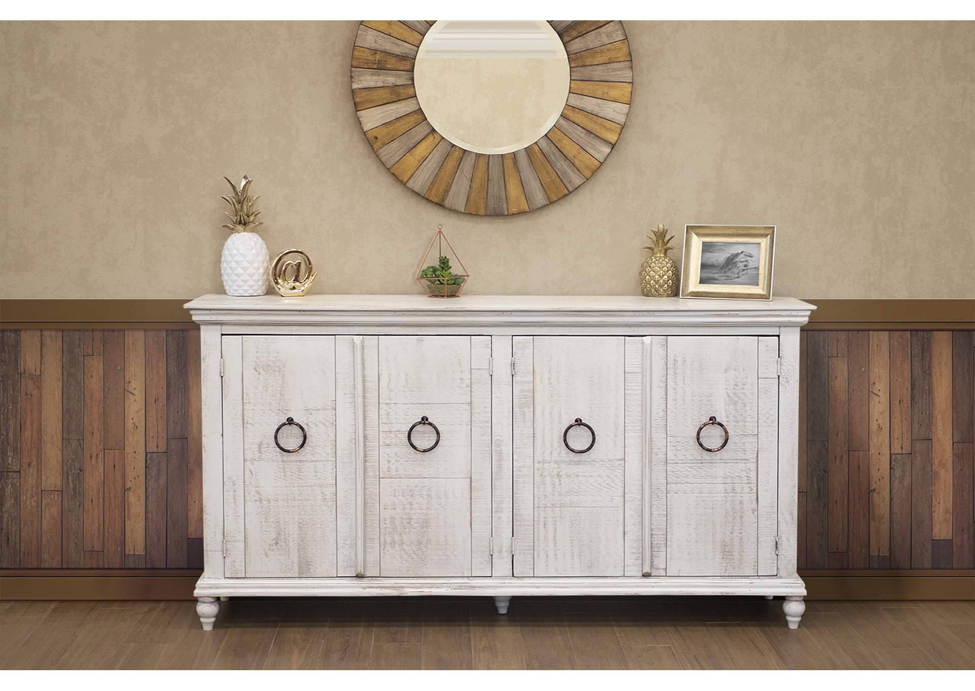 Capri Console w/ 4 Doors, Ivory finish,International Furniture Direct