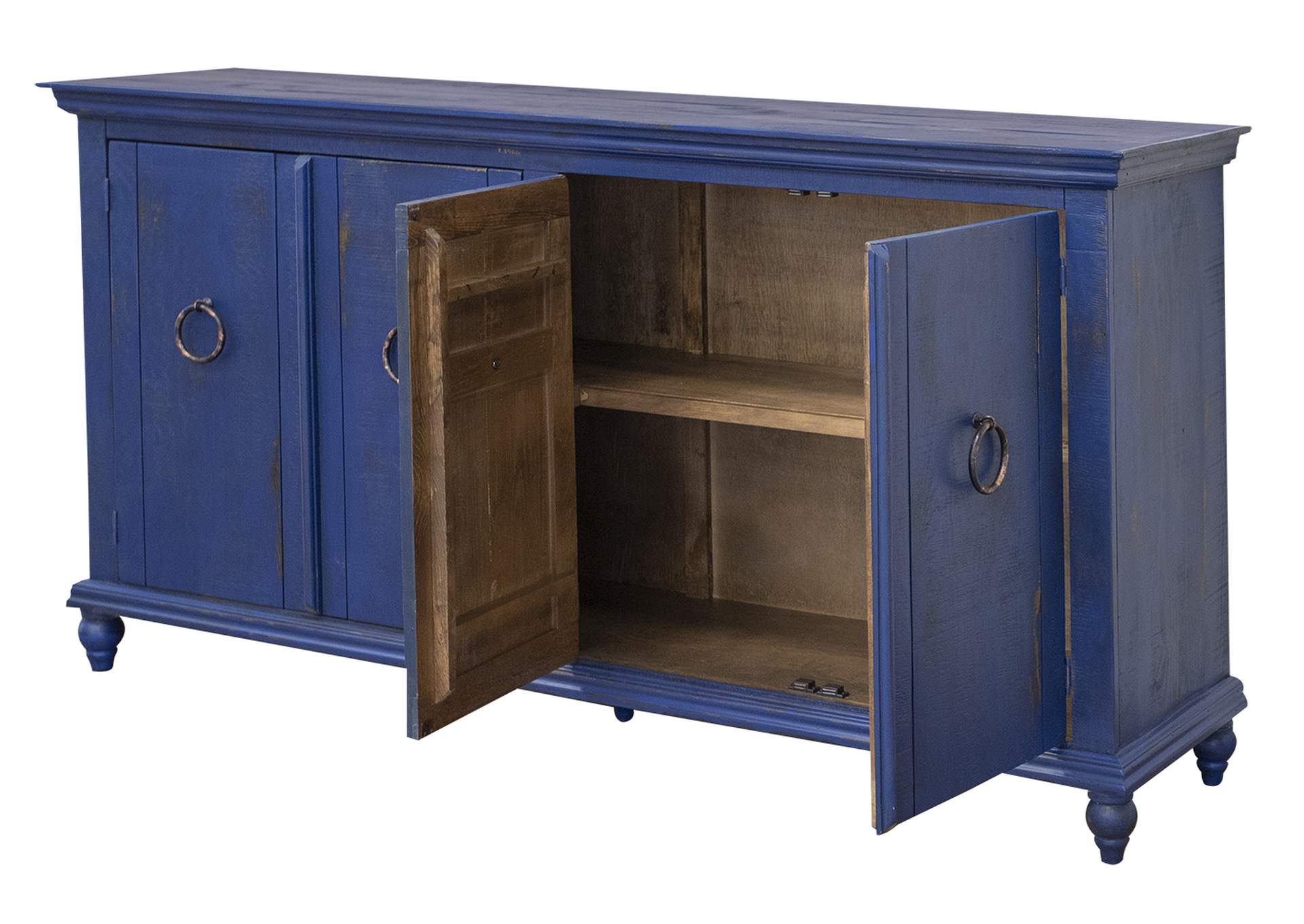 Capri Console w/4 Doors, Blue finish,International Furniture Direct