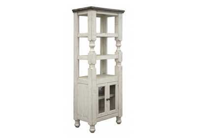 Stone Weathered gray finish &  Ivory antiqued finish 2 Door Bookcase Pier for Wall Unit