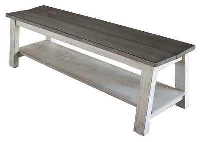 Stone Ivory Antiqued & Weathered Gray Bench