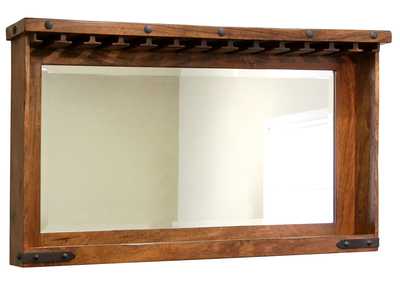 Parota Natural Two tone Mirror Bar w/Glass Holders & Shelf